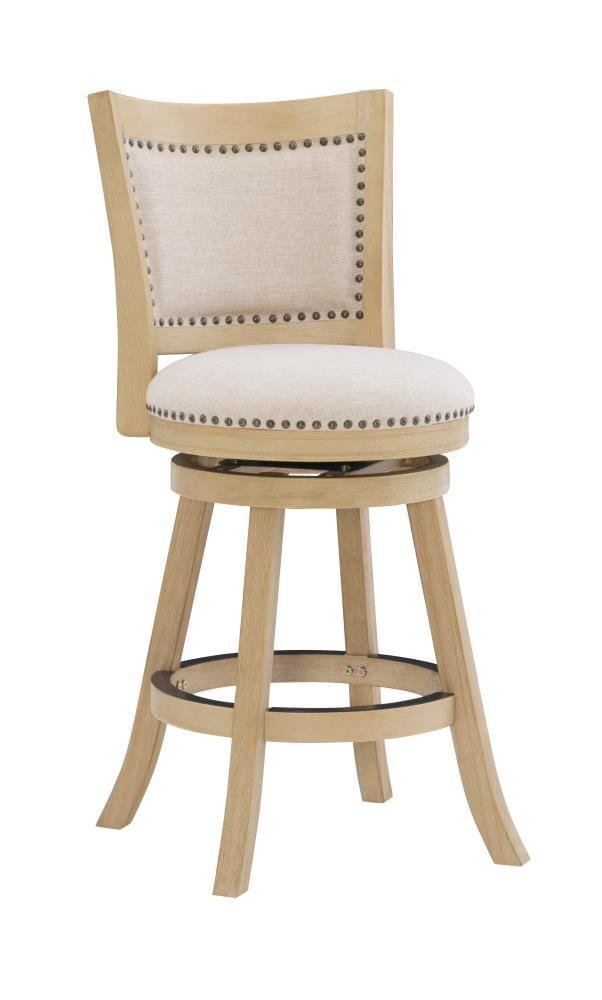 Tift Buff Nailhead Swivel Counter Height Barstool Gray - Linon: Solid Wood, Beige Linen Upholstery