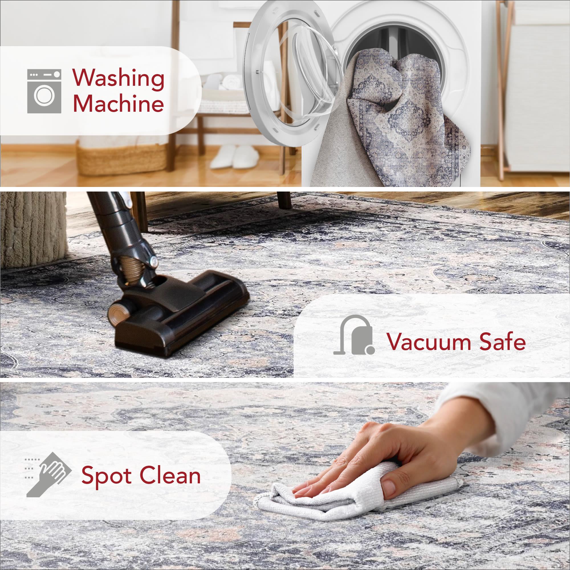 Nuloom Elsa Medallion 4x6 Machine Washable Indoor Area Rug for Living Room Bedroom Dining Room Kitchen, Blue/Ivory