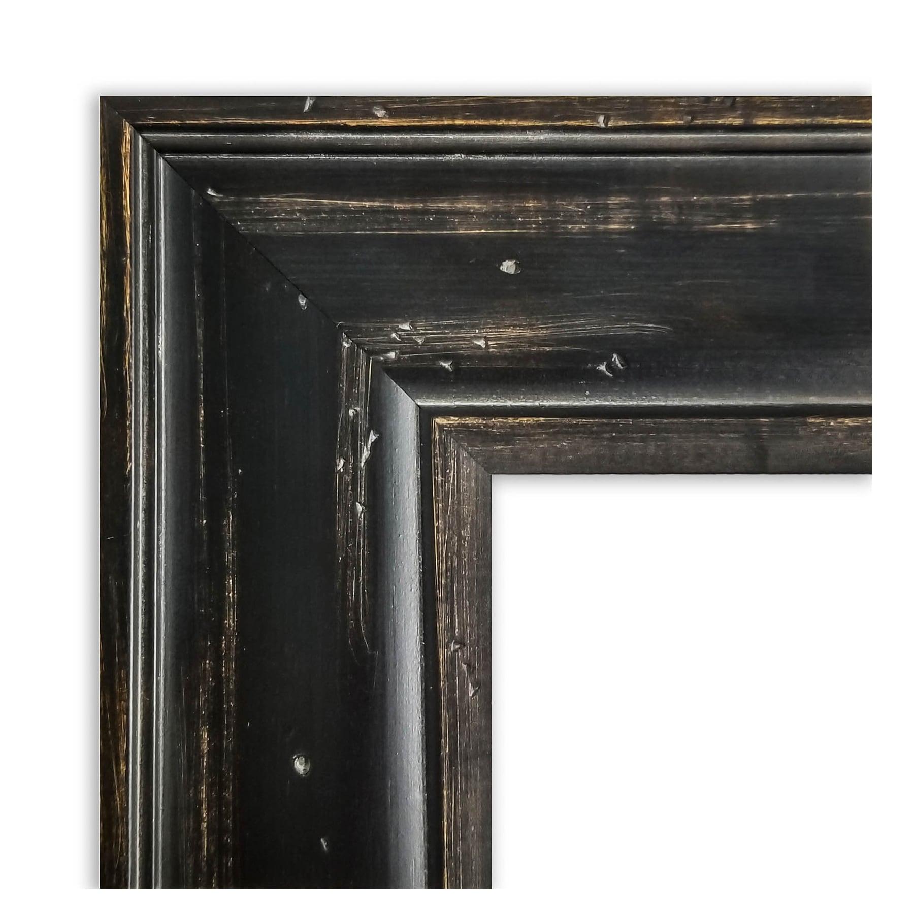 Amanti Art Rustic Pine Black Non-Beveled Wood Bathroom Wall Mirror 27.5 x 33.5 in.