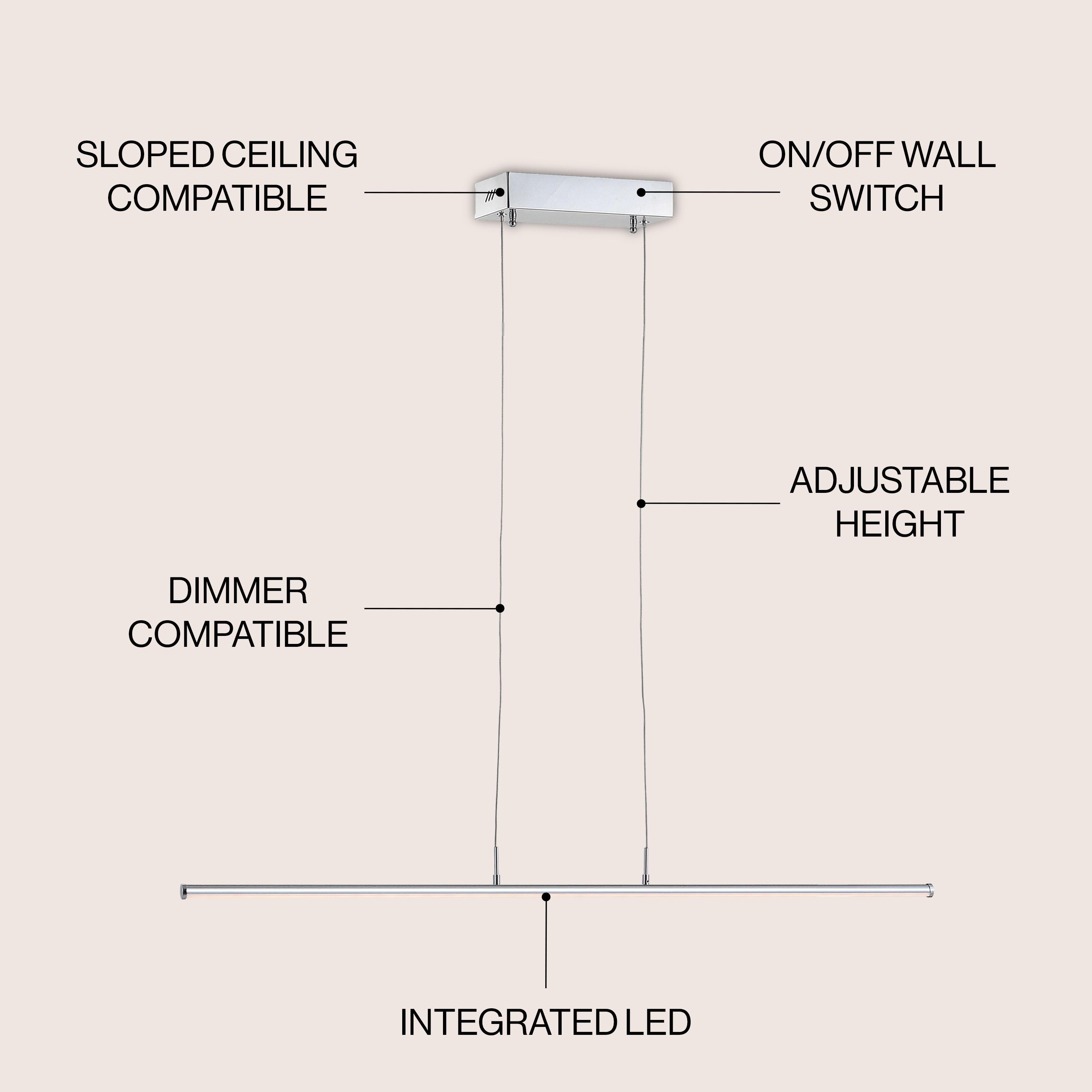 Conley 39.5" Dimmable Adjustable Integrated LED Metal Linear Pendant, Chrome