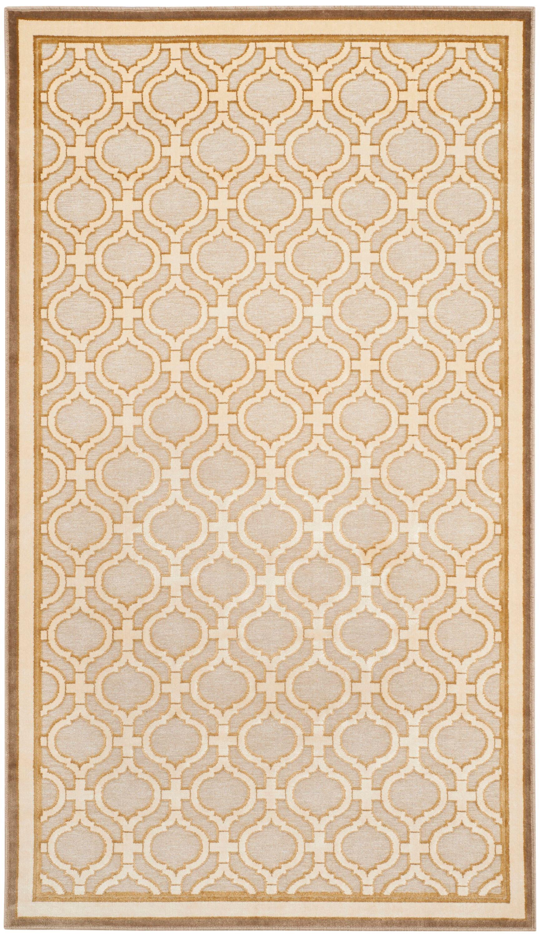 SAFAVIEH Martha Stewart Geometric Quatrefoil Bordered Area Rug, Shortbread, 6'7" x 9'2"
