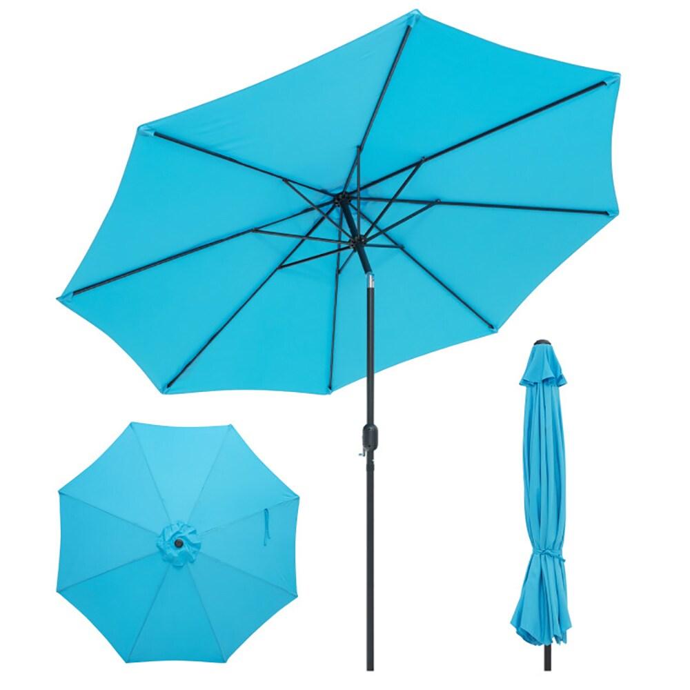 Pure Garden 9FT Outdoor Vented Patio Umbrella with Easy Crank (Blue)