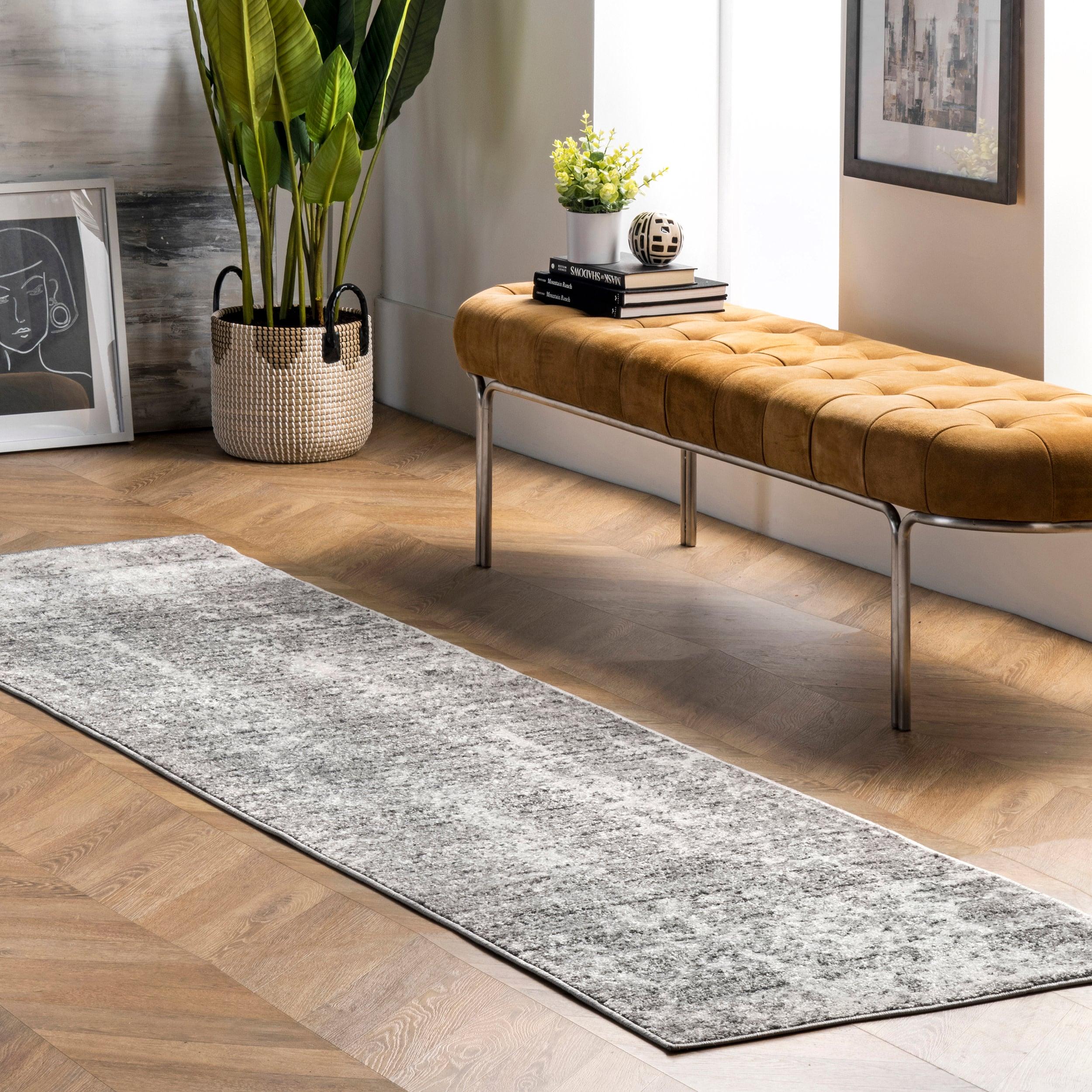 Nuloom Deedra Abstract 2x20 Runner Indoor Area Rug for Living Room Bedroom Dining Room Entryway Hallway Kitchen, Grey/Ivory