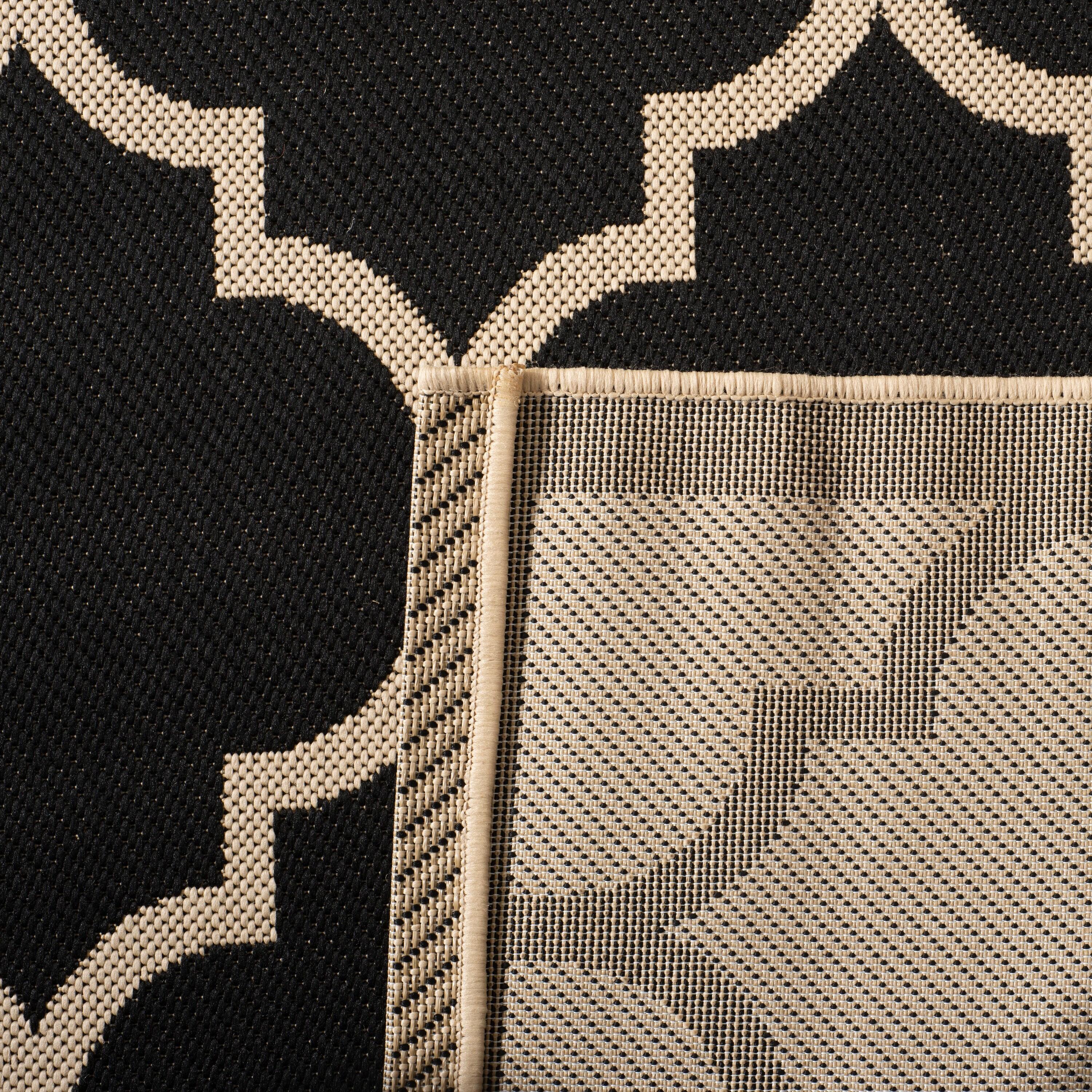 Courtyard CY6914 Power Loomed Indoor/Outdoor Area Rug - Black/Beige - 5'3"x5'3" - Safavieh.