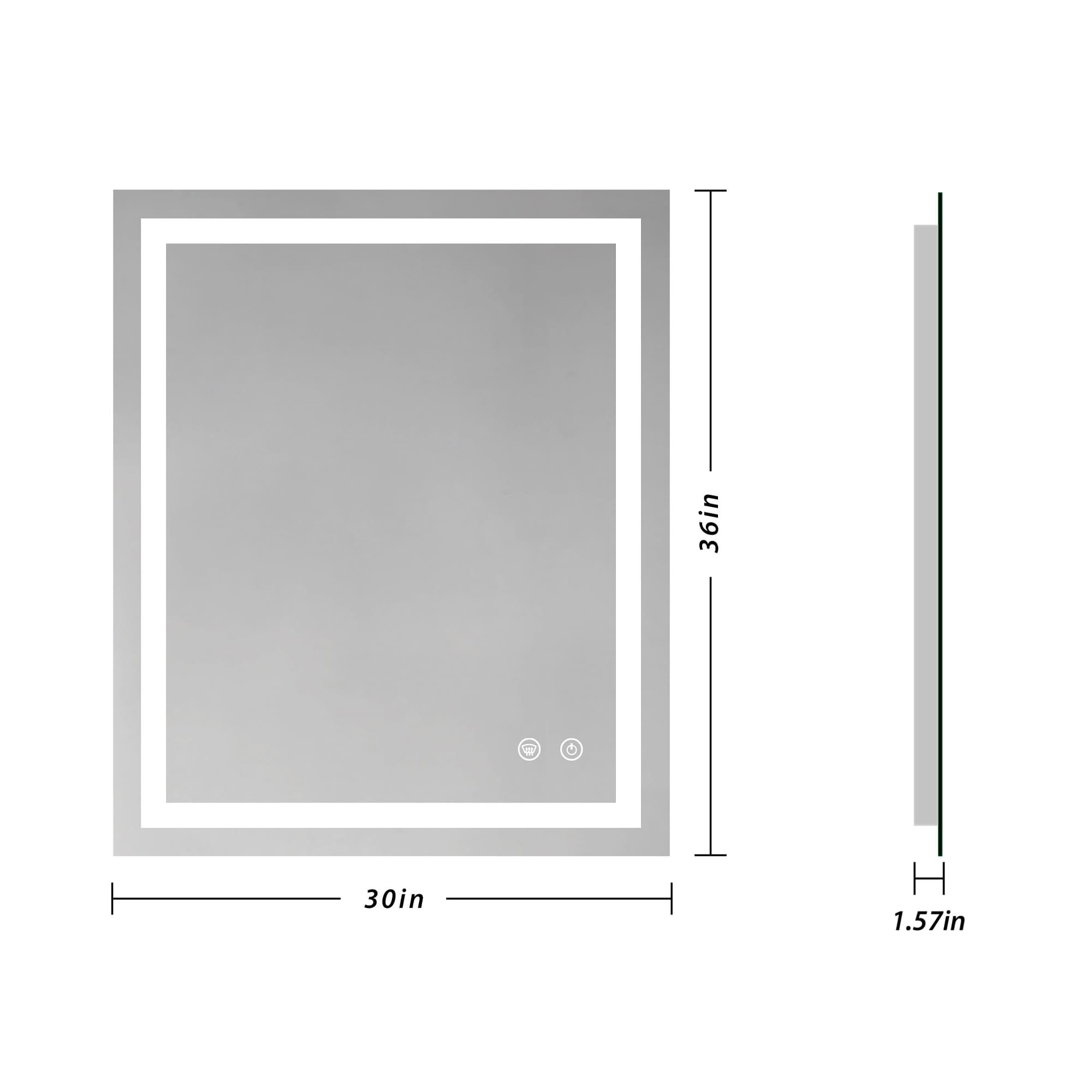 Keonjinn LED Bathroom Mirror with Lights, 30'' x 36''LED Vanity Mirror, Wall Mounted Anti-Fog Dimmable Frameless Frontlit Makeup Mirror, IP54, 6000K(Horizontal/Vertical)