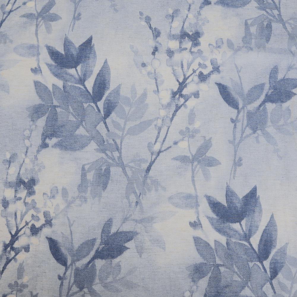 84"x54" Hilary Watercolor Floral Beige Blend Semi-Sheer Rod Pocket Curtain Panel Blue - No. 918: Modern Botanical Sheer Curtain