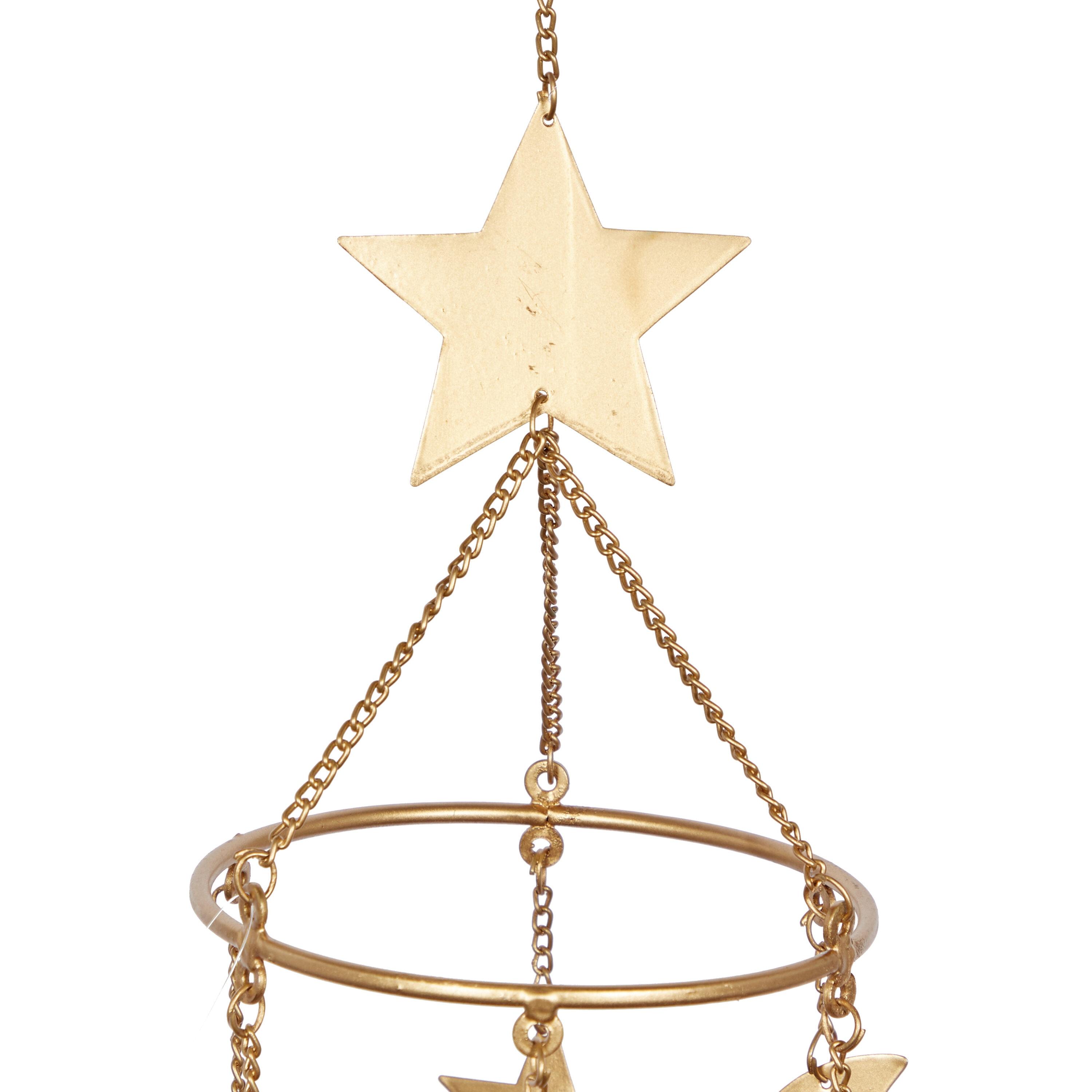 DecMode 39" Gold Metal Moon and Star Windchime