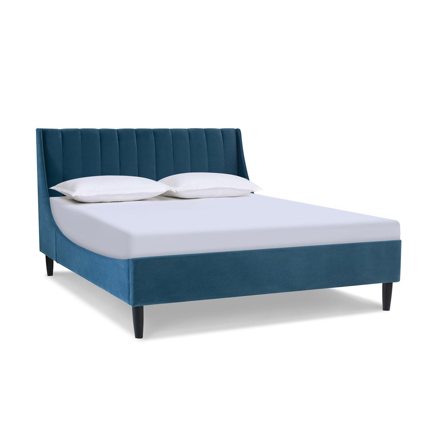 Sandy Wilson Home Aspen Tufted Headboard Platform Bed Queen Satin Teal Velvet