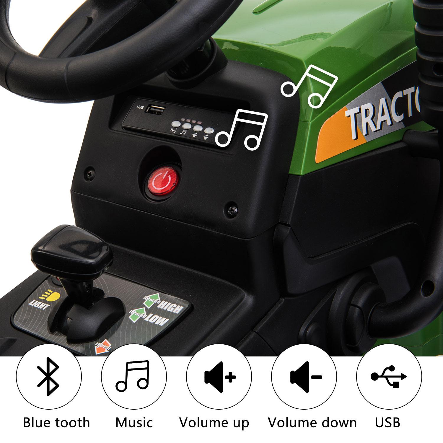 Veryke 35W / 12V Kids Ride On Tractor, Electric Car Toy with Bucket - Green