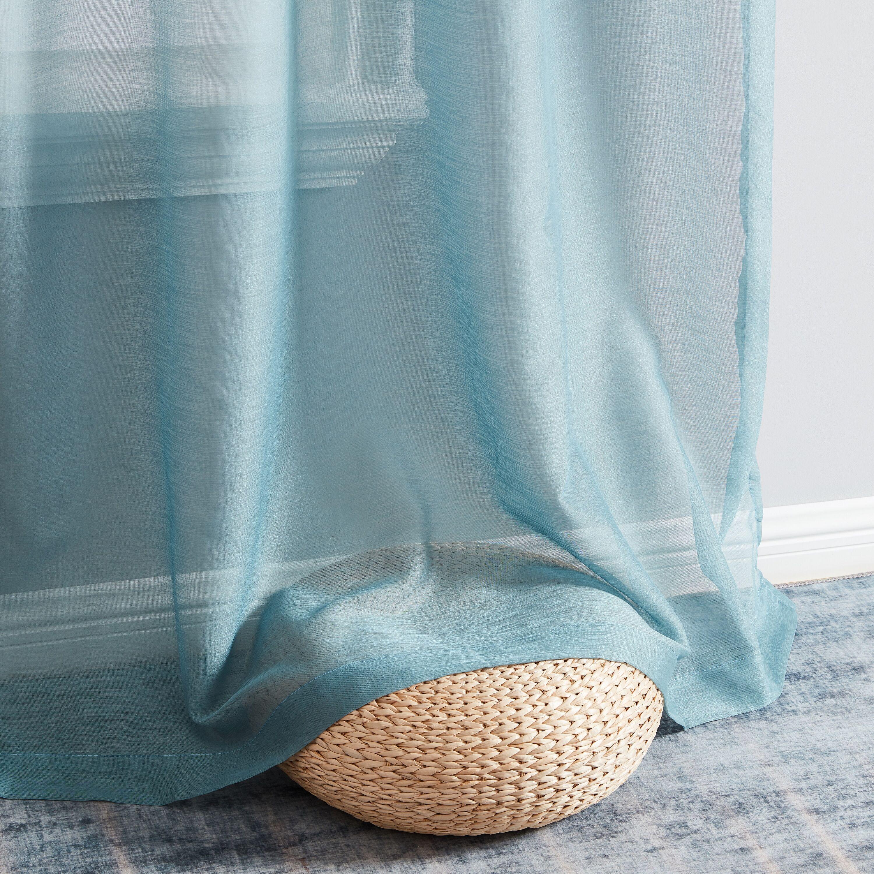Ebern Designs Lauren Polyester Semi Sheer Curtain Pair (Set of 2)