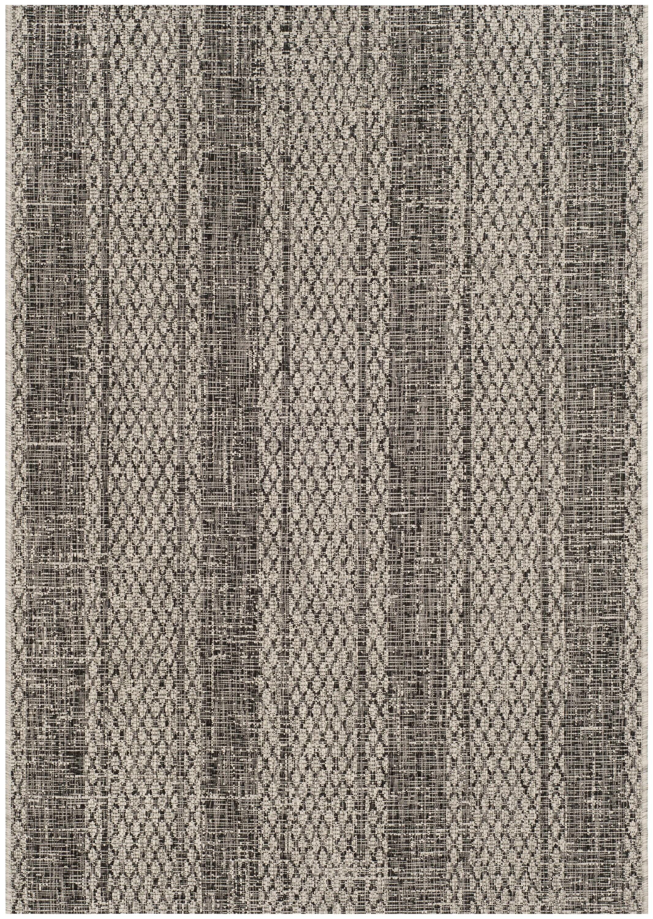 Courtyard CY8736 Power Loomed Indoor and Outdoor Area Rug - Light Grey/Black - 4'x5'7" - Safavieh