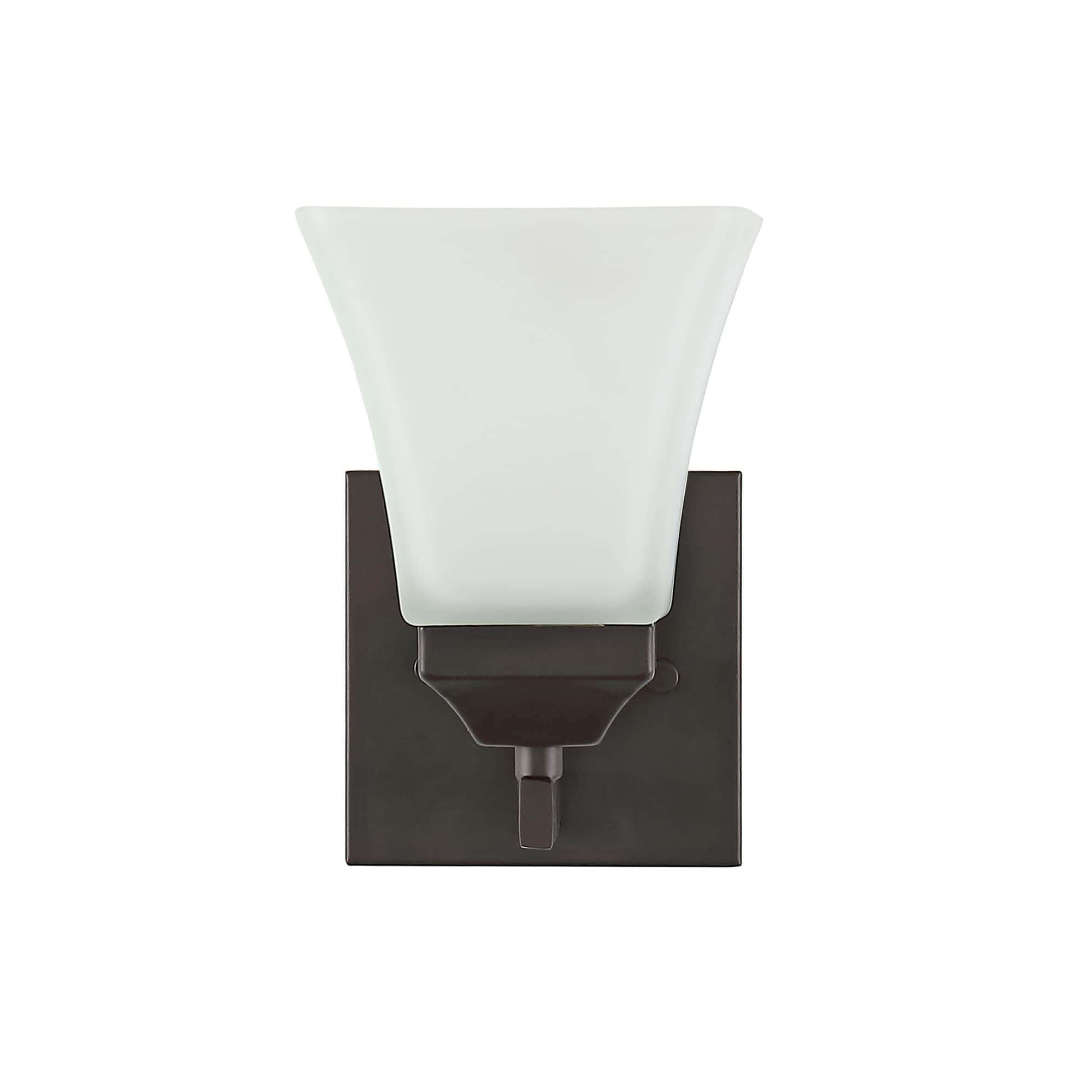 JONATHAN Y Staunton 5" 1-Light Iron/Glass Modern Cottage LED Vanity Light, Oil Rubbed Bronze