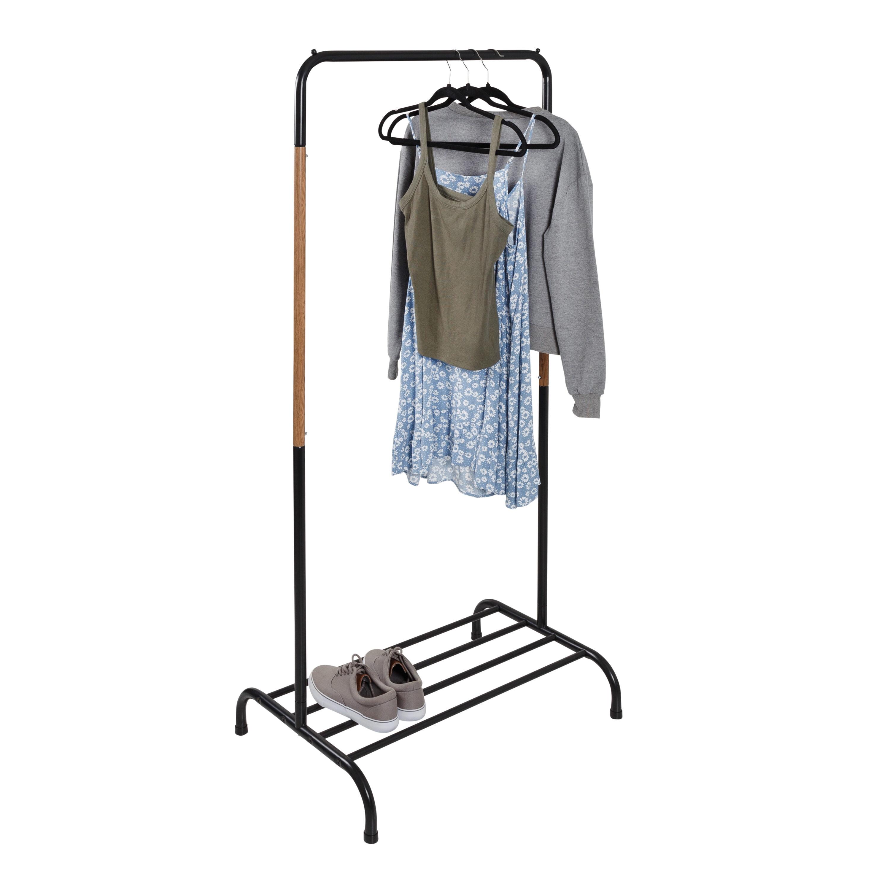 Honey-Can-Do Single Garment Rack Black: Powder-Coated Steel Closet Hanging Rack, Fixed Rod, 30 lb Capacity