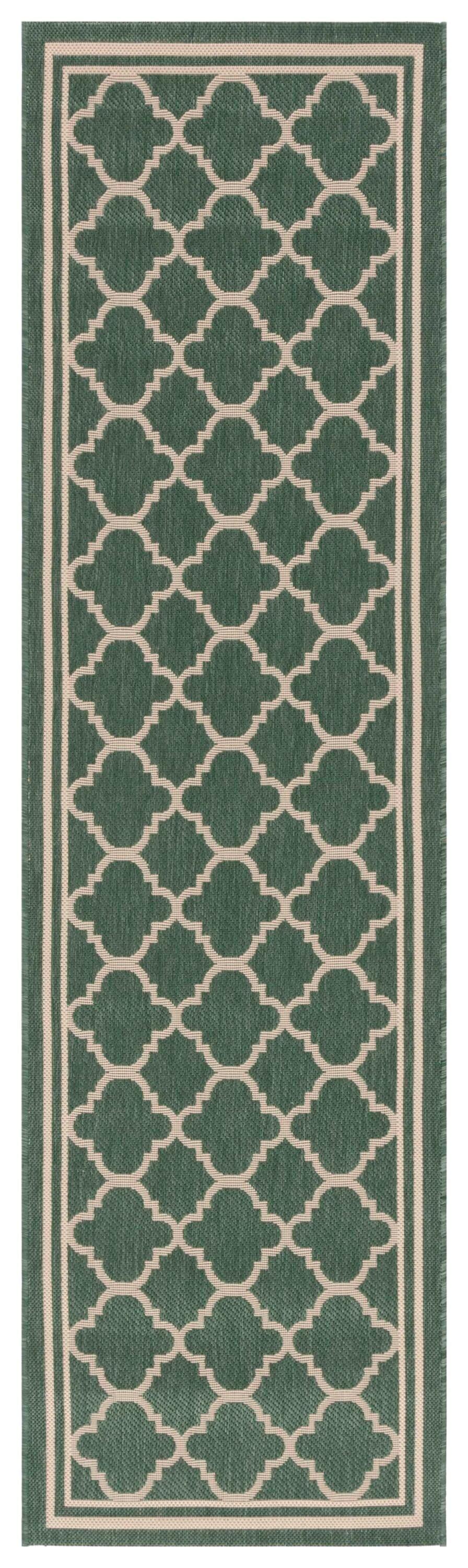 Courtyard CY6918 Power Loomed Indoor/Outdoor Runner Rug - Dark Green/Beige - 2'3"x6'7" - Safavieh.