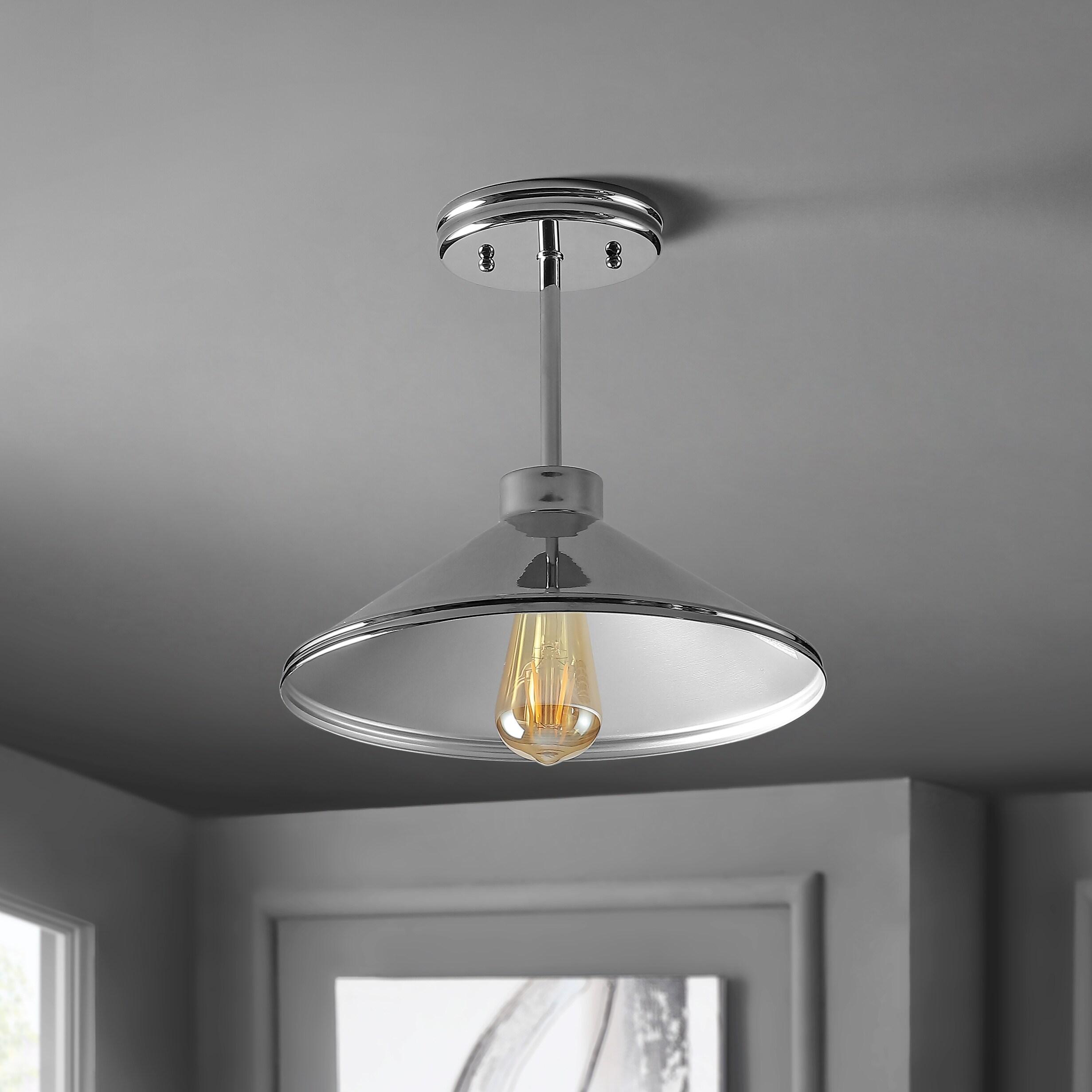 Cisco 11.75" Iron Modern Farmhouse LED Semi Flush Mount, Chrome