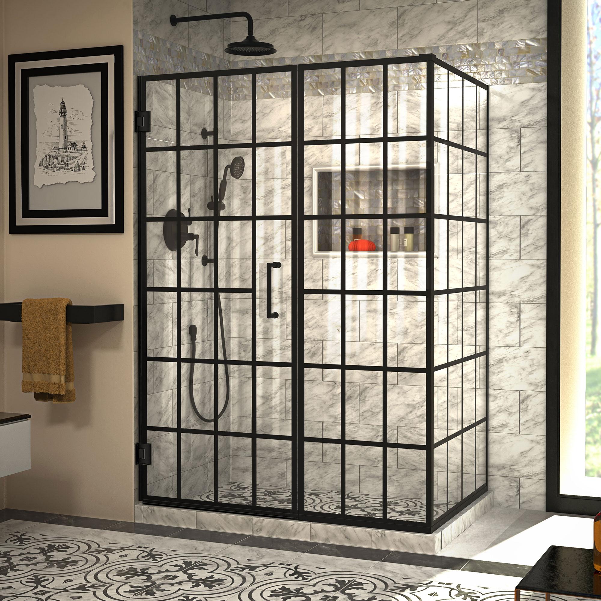 Unidoor Toulon Frameless 51.88" x 72" Rectangle Hinged Shower Enclosure