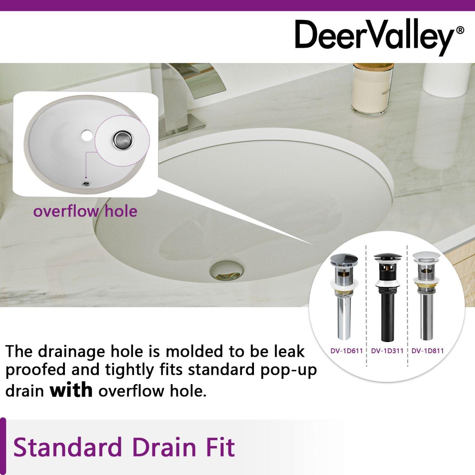 DeerValley Liberty 16.54" L x 13.39" W x 7.48" H Oval Vitreous China Undermount Bathroom Sink with Overflow