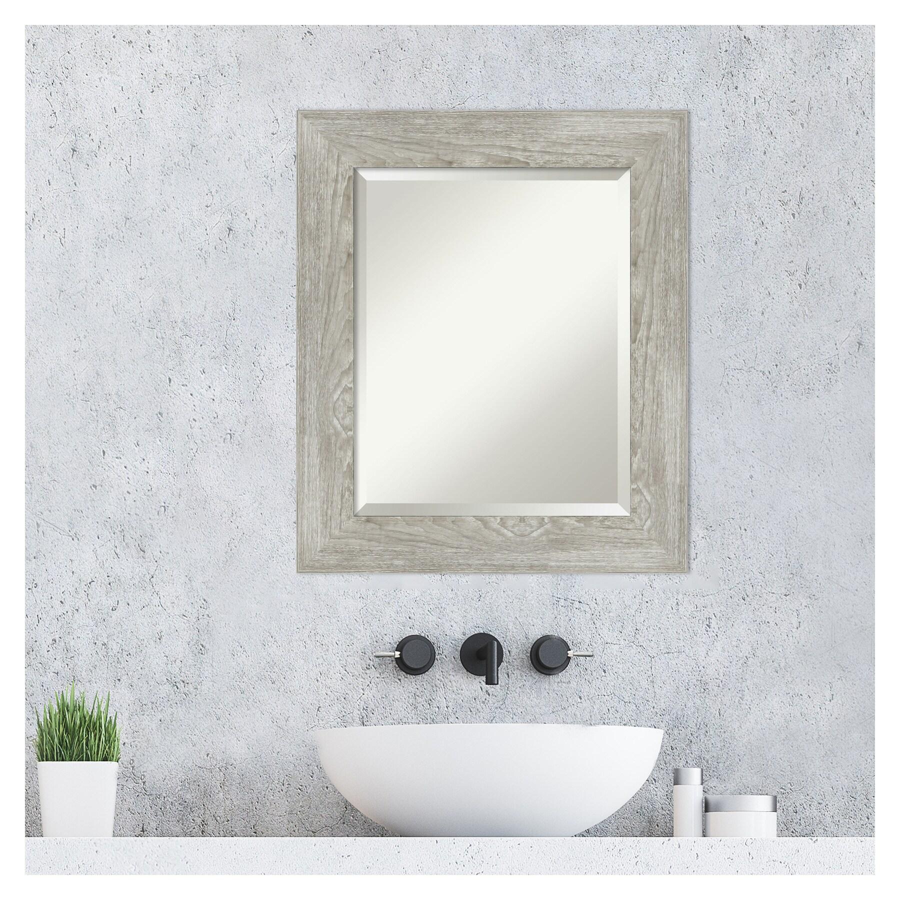 22" x 26" Dove Graywash Framed Bathroom Vanity Wall Mirror - Amanti Art: Modern, Beveled, Wood Frame