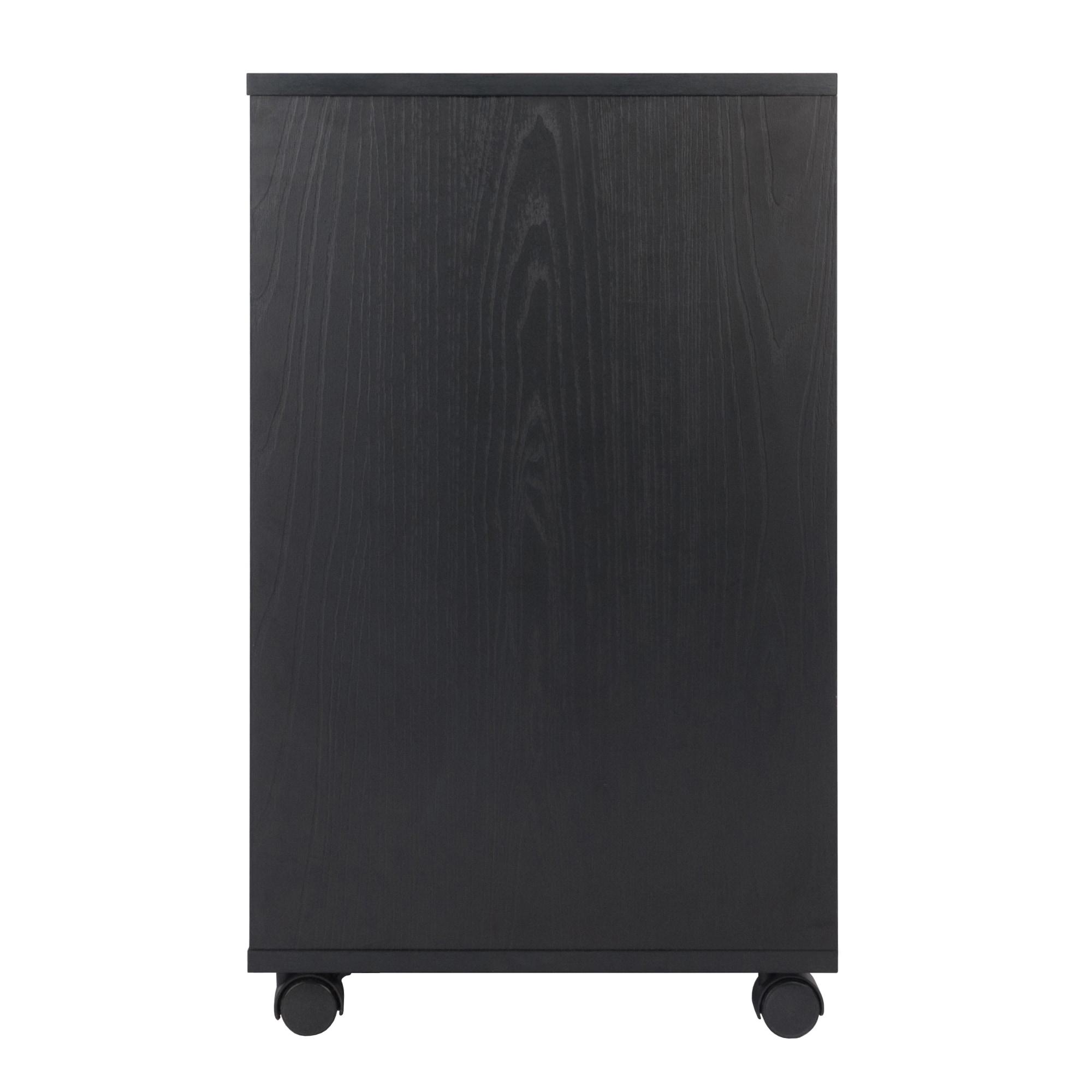 Halifax 2 Sections Mobile Storage Cabinet Black - Winsome: Wheeled Organizer with Locking Casters