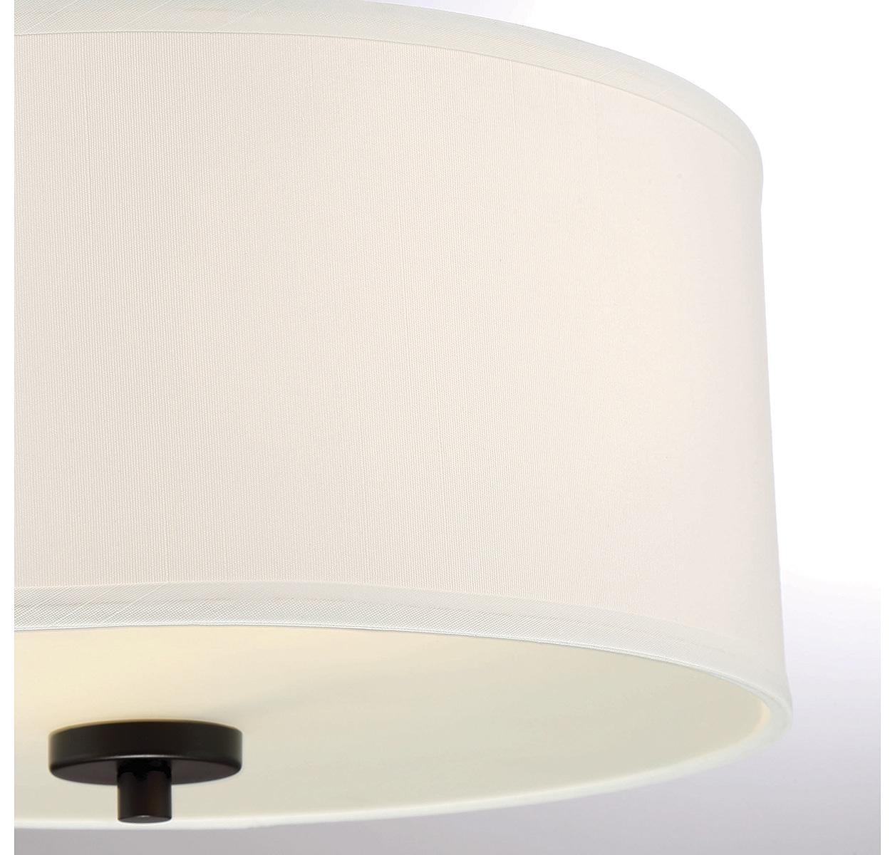 Elegant Dual-Light Drum Ceiling Fixture in Oil Rubbed Bronze with White Fabric Shade