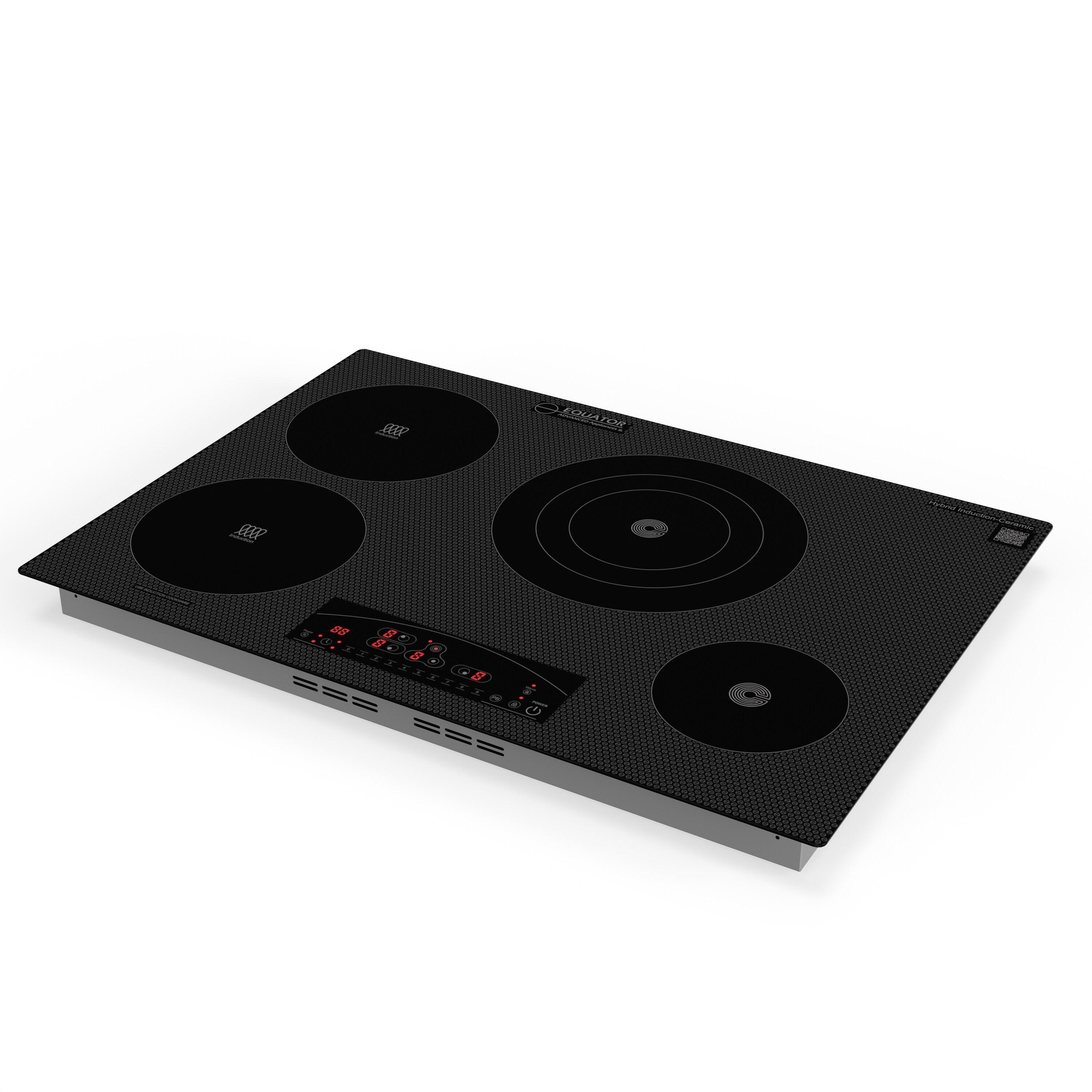 Equator Design 30" Electric Hybrid CERAMIC-INDUCTION 4 Burner Cooktop 220V