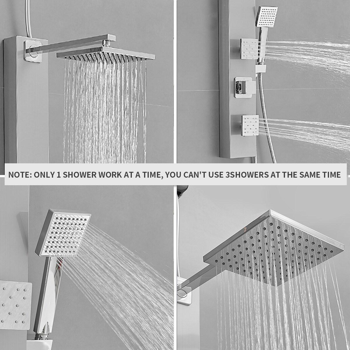 BWE 2-Shower Tower Shower Panel System with Adjustable Rain Shower Head and Handheld Shower Rod