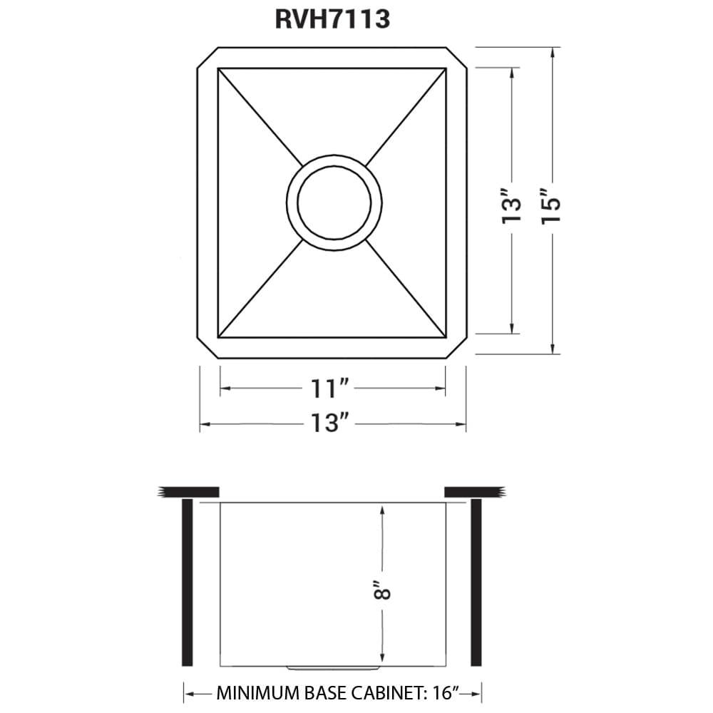 Ruvati Undermount 16 Gauge Zero Radius Bar Prep Sink Stainless Steel Single Bowl