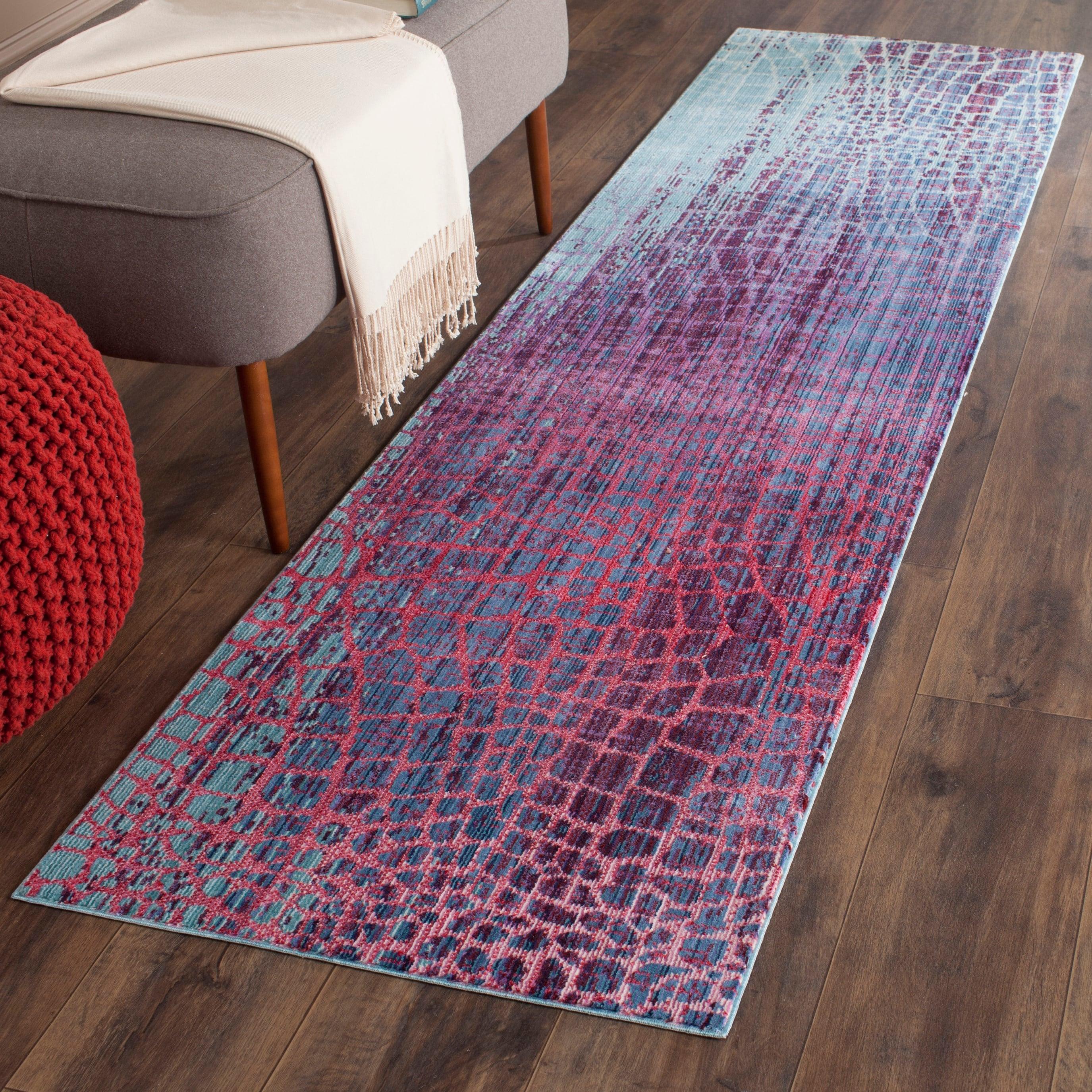 Valencia VAL204 Power Loomed Runner Rug - Blue/Fuchsia - 2'3"x10' - Safavieh.