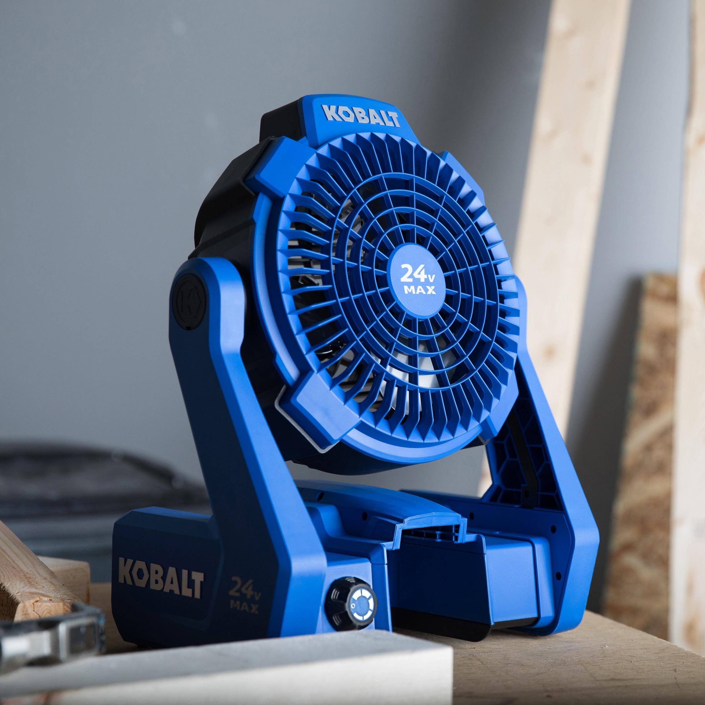 Kobalt 7-in 24 -Volt 5 -Speed High Velocity Indoor/Outdoor Blue Personal Fan