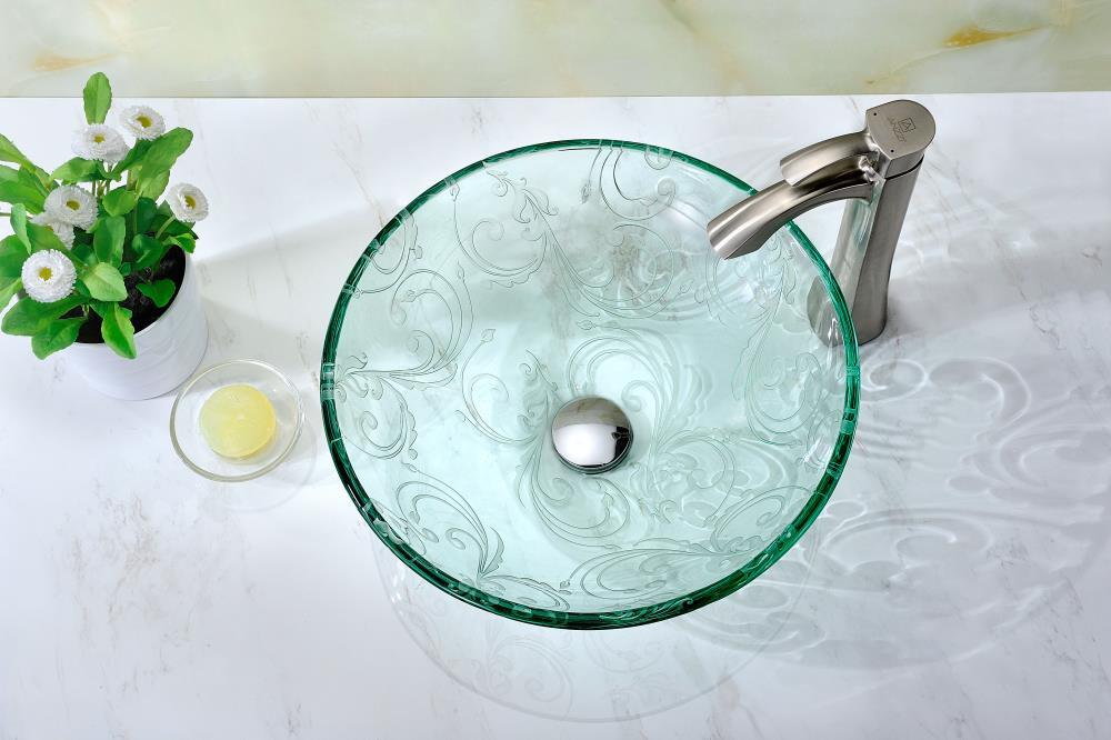 ANZZI Vieno 16.5'' Clear Tempered Glass Circular Bathroom Sink