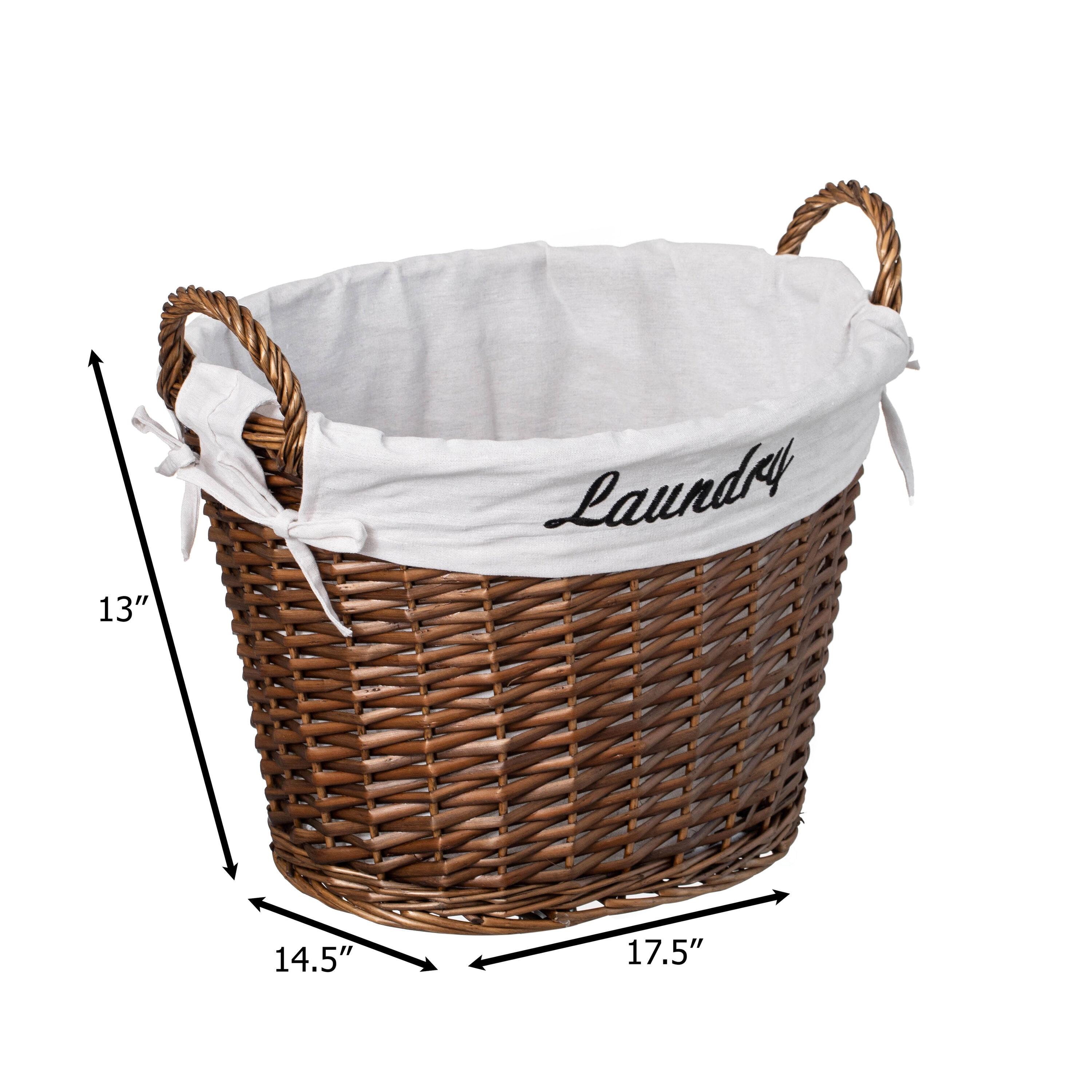 Wickerwise Handwoven Laundry Basket with Liner & Handles - Boho Decorative Storage Hamper for Clothes Blankets Pillows and Towels, Brown