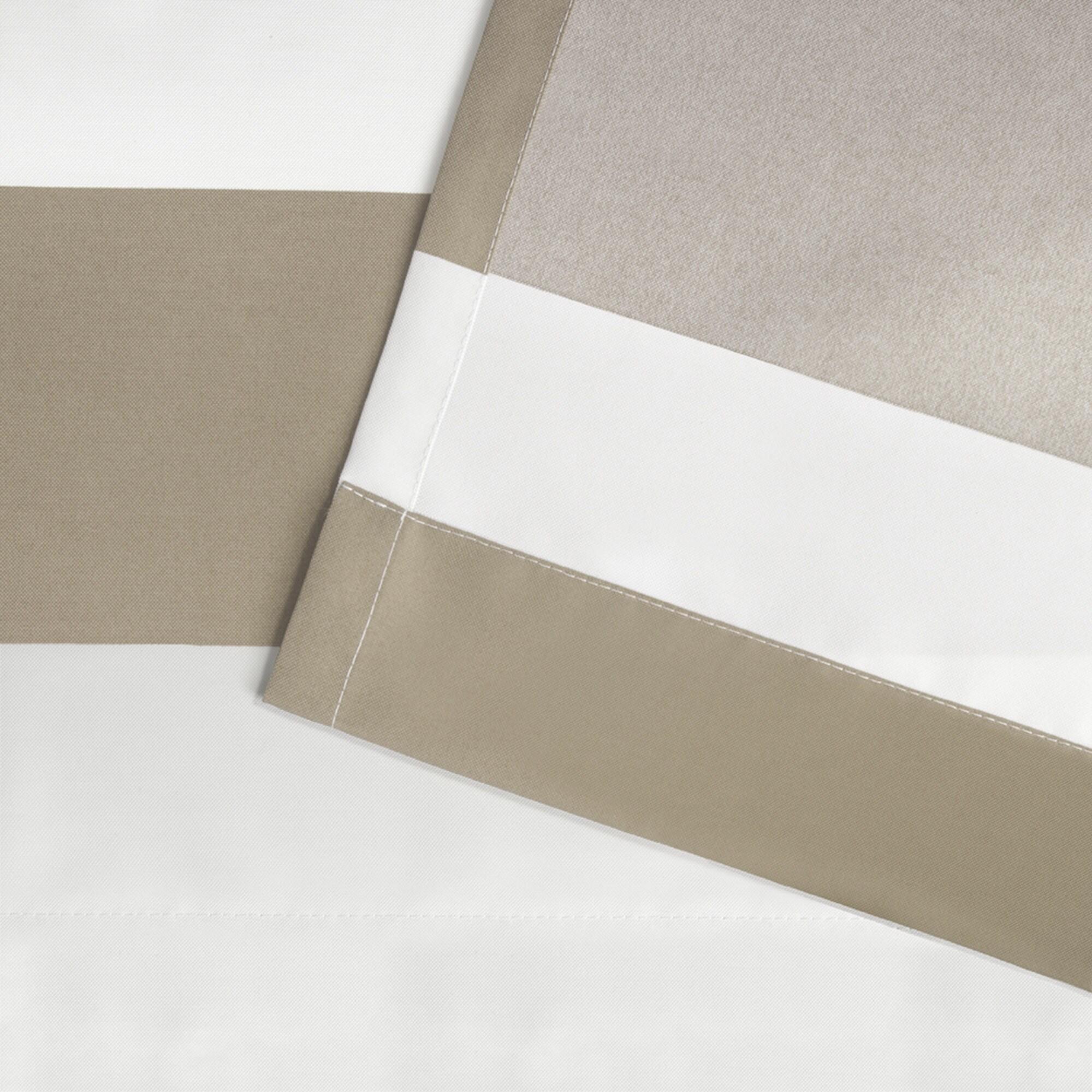 Exclusive Home Cabana Stripe Indoor/Outdoor Light Filtering Grommet Top Curtain Panel Pair, 54"x96", Taupe