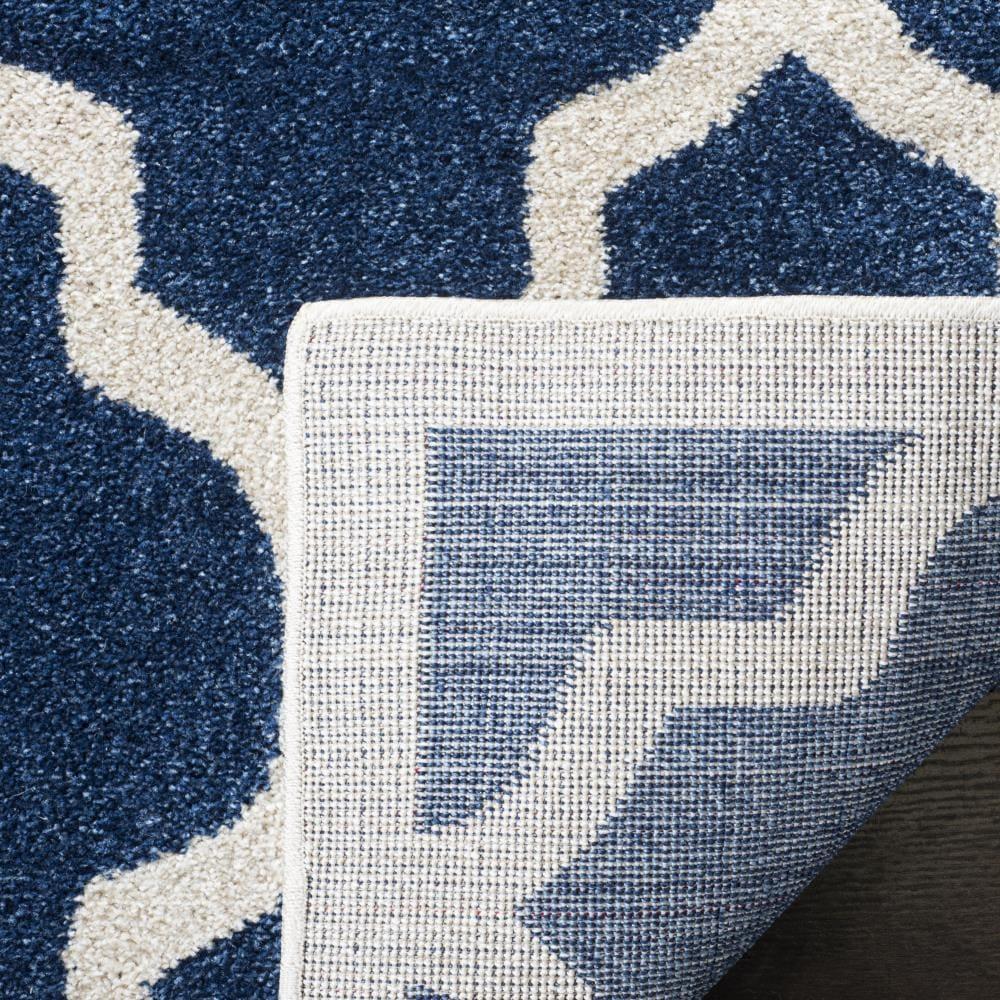 SAFAVIEH Amherst Roderick Geometric Area Rug, Navy/Beige, 5' x 5' Square