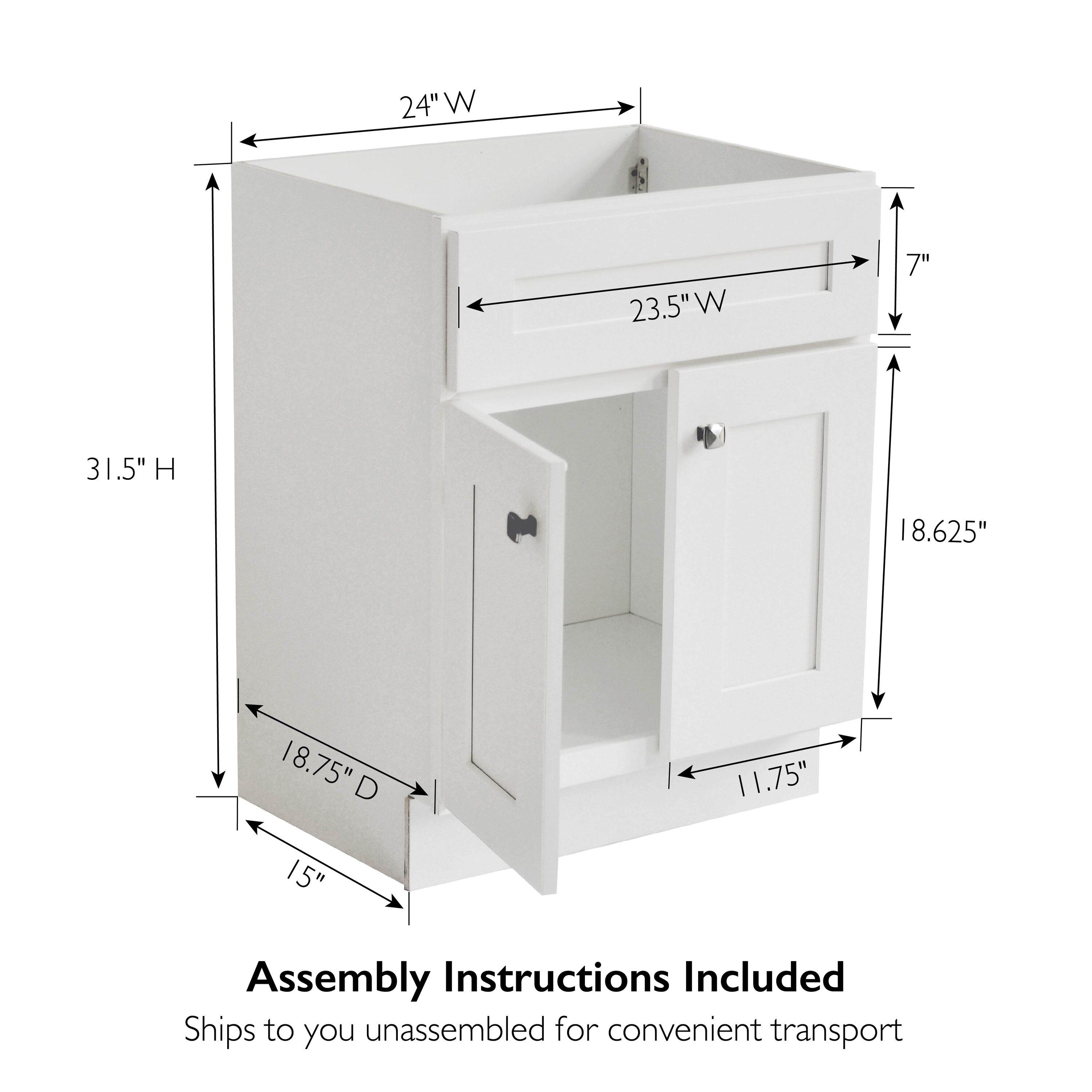 Brookings 24 Inch Bathroom Vanity, Ready to Assemble, Solid Wood, Sherwin Williams – Design House, 587063