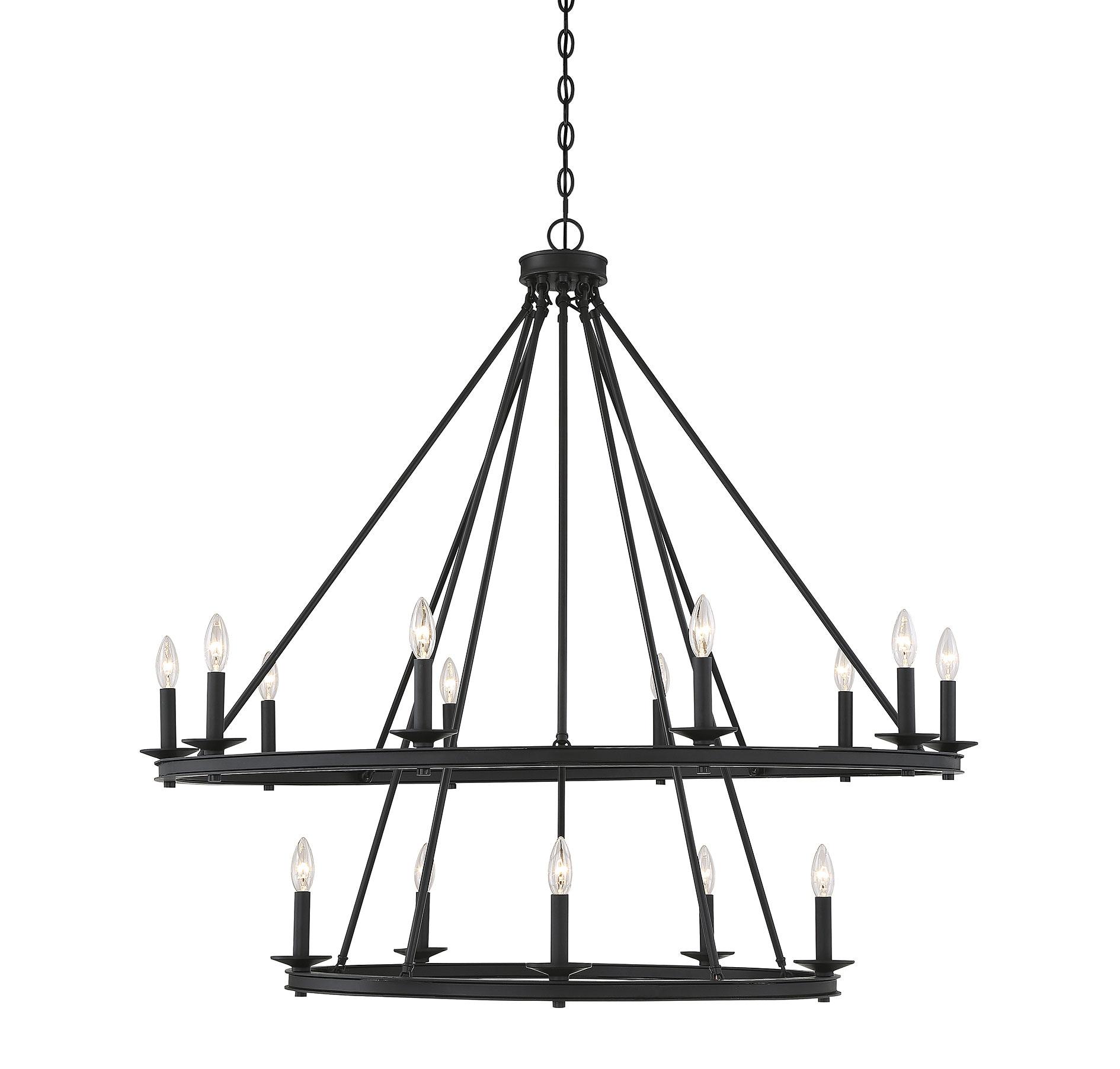 Traditional Fifteen Light Chandelier-Matte Black Finish Bailey Street Home 159-Bel-2893935