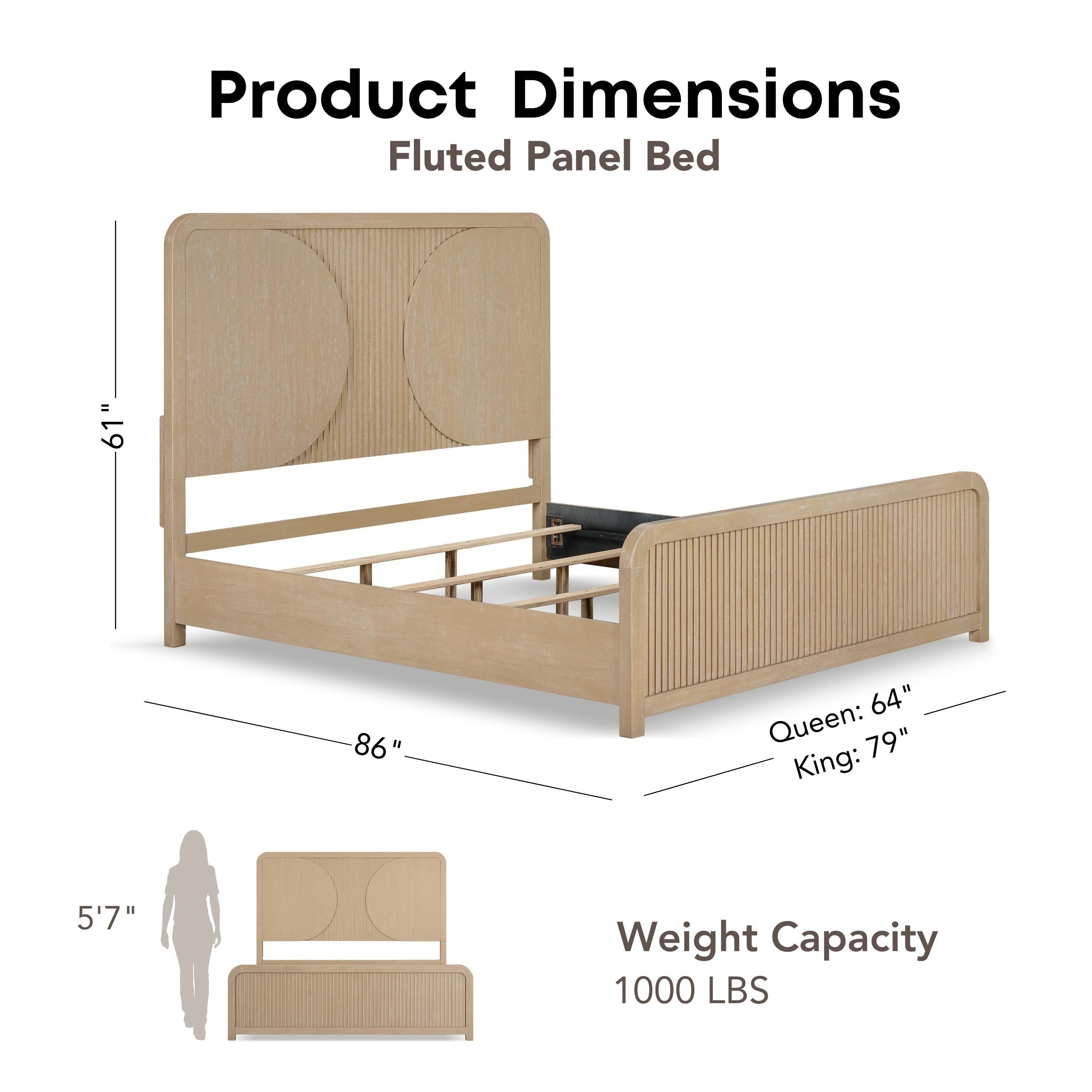 Furniture of America Tissen Modern Solid Wood 5-Piece Queen Bedroom Set with USB Ports, Reeded Panels, Curved Edges and Beveled Mirror, Box Spring Needed, Natural