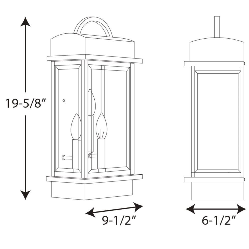 Progress Lighting Santee 3-Light Wall Lantern, Antique Bronze, Beveled Glass Shade