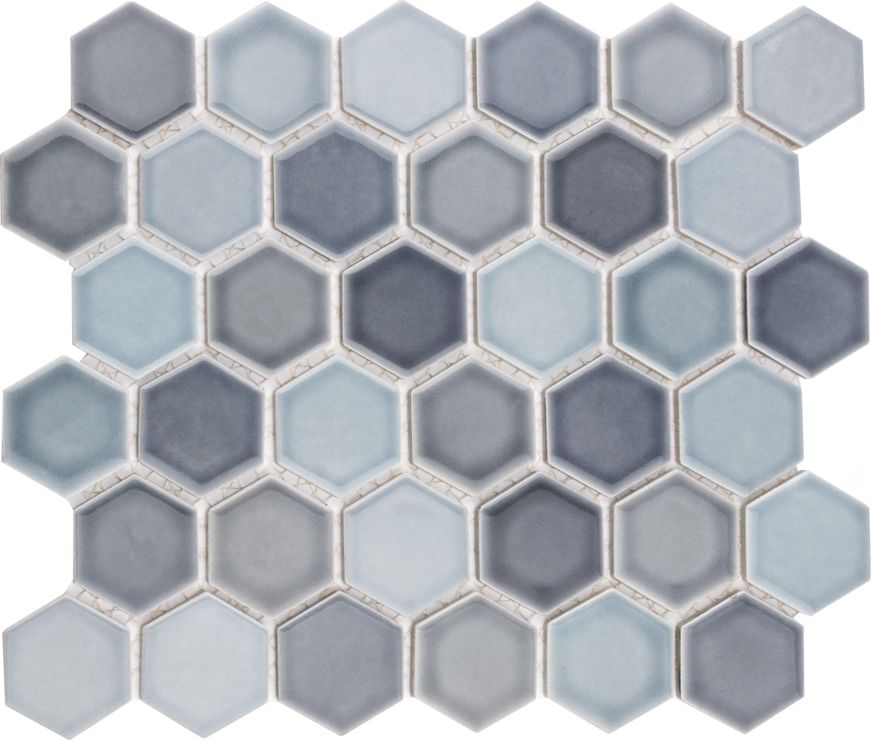 Merola Tile Hudson Due 2" Hex 10-7/8 " x 12-5/8 " Porcelain Mosaic Floor and Wall Tile