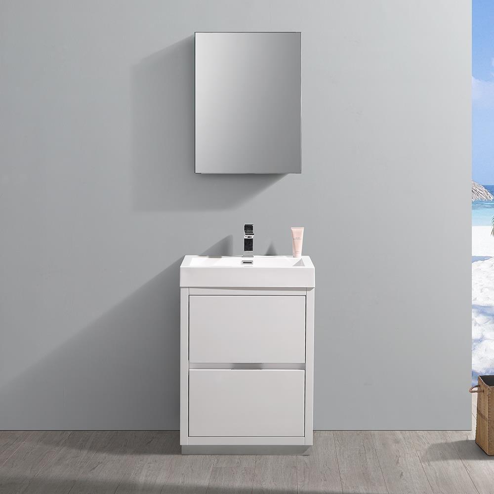 Fresca Valencia 24" Freestanding Single Sink Bathroom Vanity Set w/ Medicine Cabinet (Faucet Not Included)