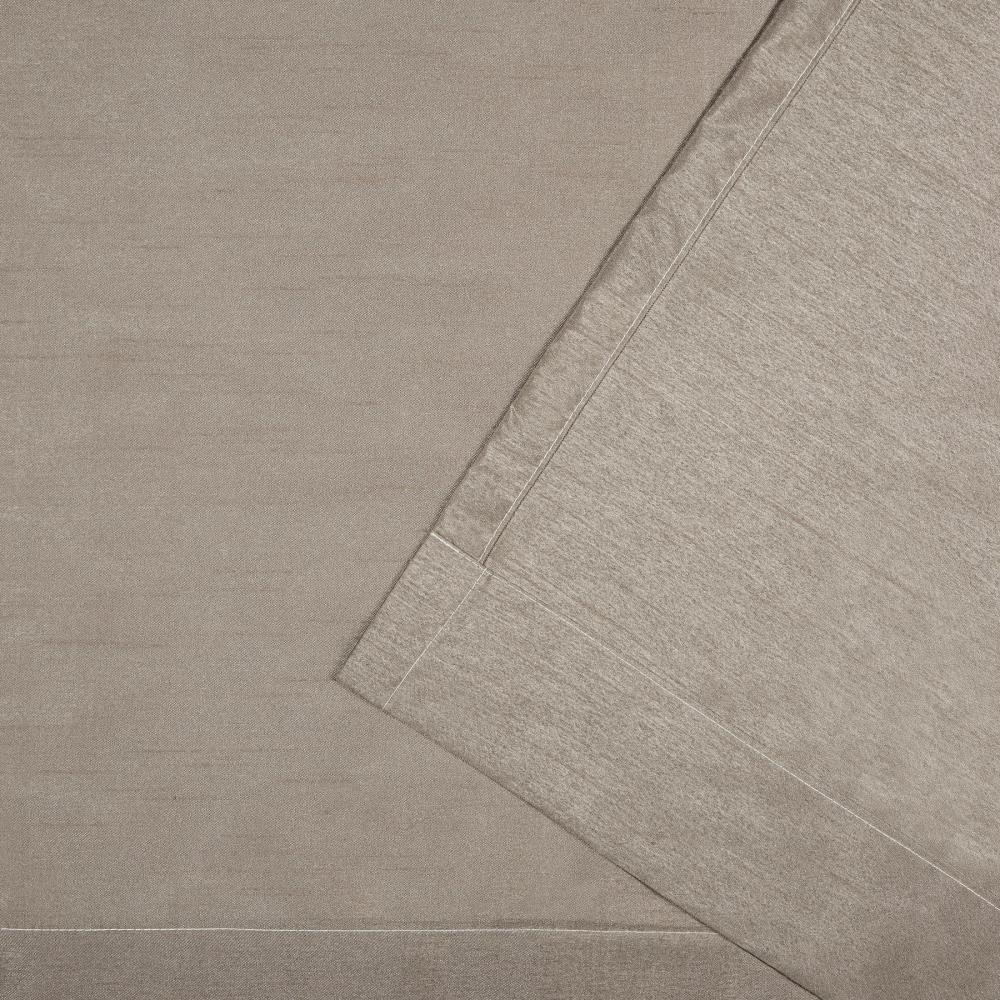 Set of 2 96"x54" Chateau Striped Faux Silk Grommet Top Window Curtain Panel Taupe: Room Darkening Drapes, Exclusive Home