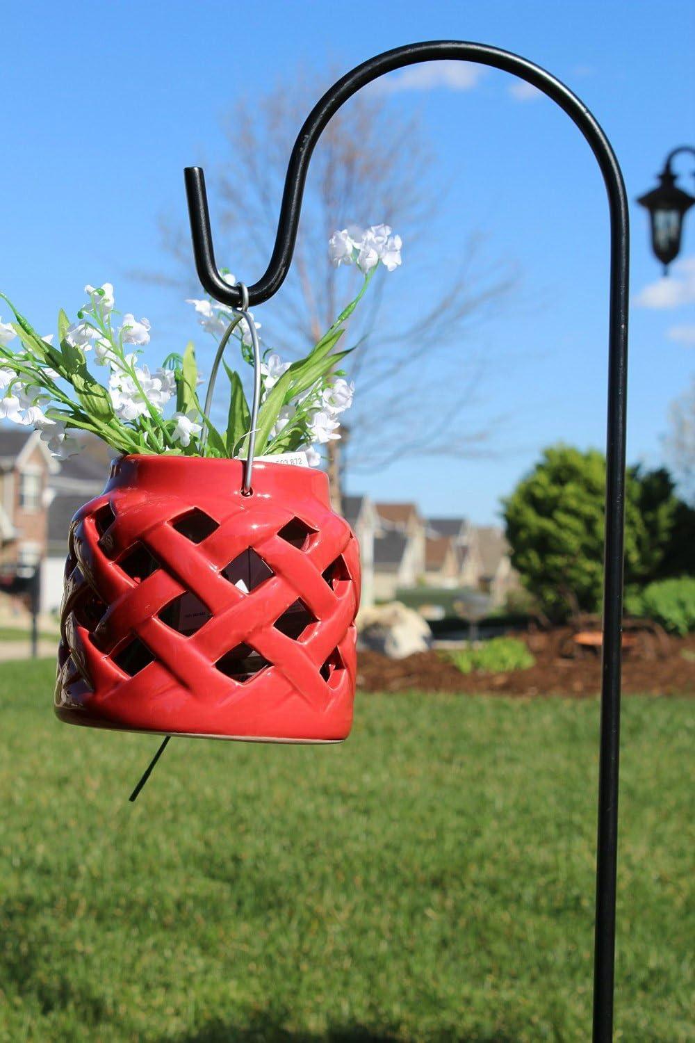 Ashman Online, Shepherd Hook 48 inch 10MM Thick, Super Strong, Rust Resistant Steel Hook, Black Color, Ideal for Use at Weddings, Hanging Plant Baskets 4Pack