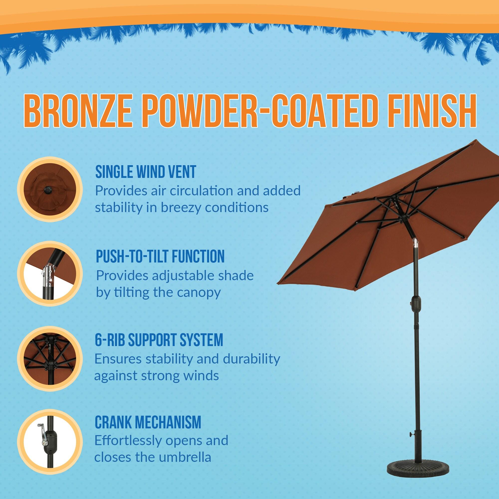 7.5' Hexagon Bistro Market Umbrella with Push-Button Tilt - Island Umbrella: Rust-Resistant, Wind Vent