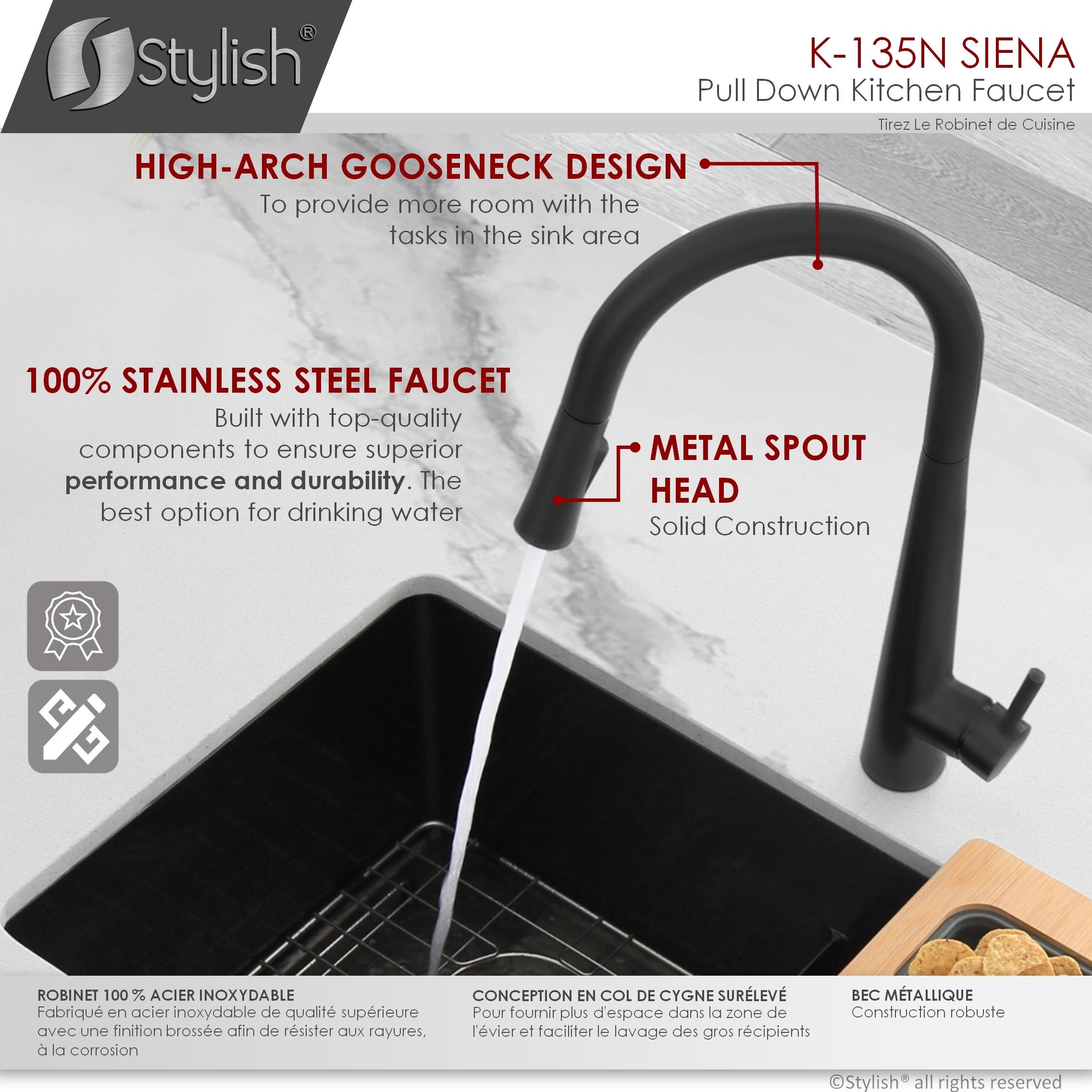 Modern Faucet Stylish Siena One-Handle Pull Down Kitchen Faucet