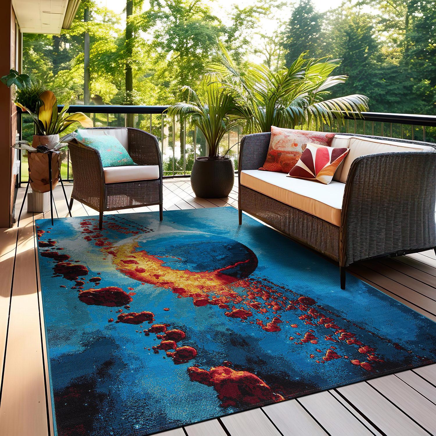 World Rug Gallery Galactic Wonder Galaxy Indoor/Outdoor Area Rug - Multi 5'3"X7'