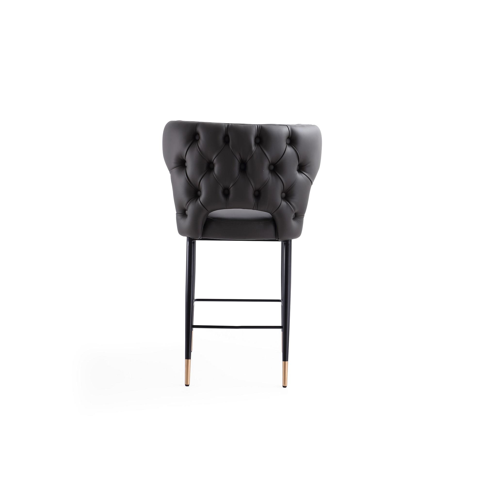 Holguin Upholstered Counter Height Barstool Gray - Manhattan Comfort: Faux Leather, Wood Legs, No Assembly Required