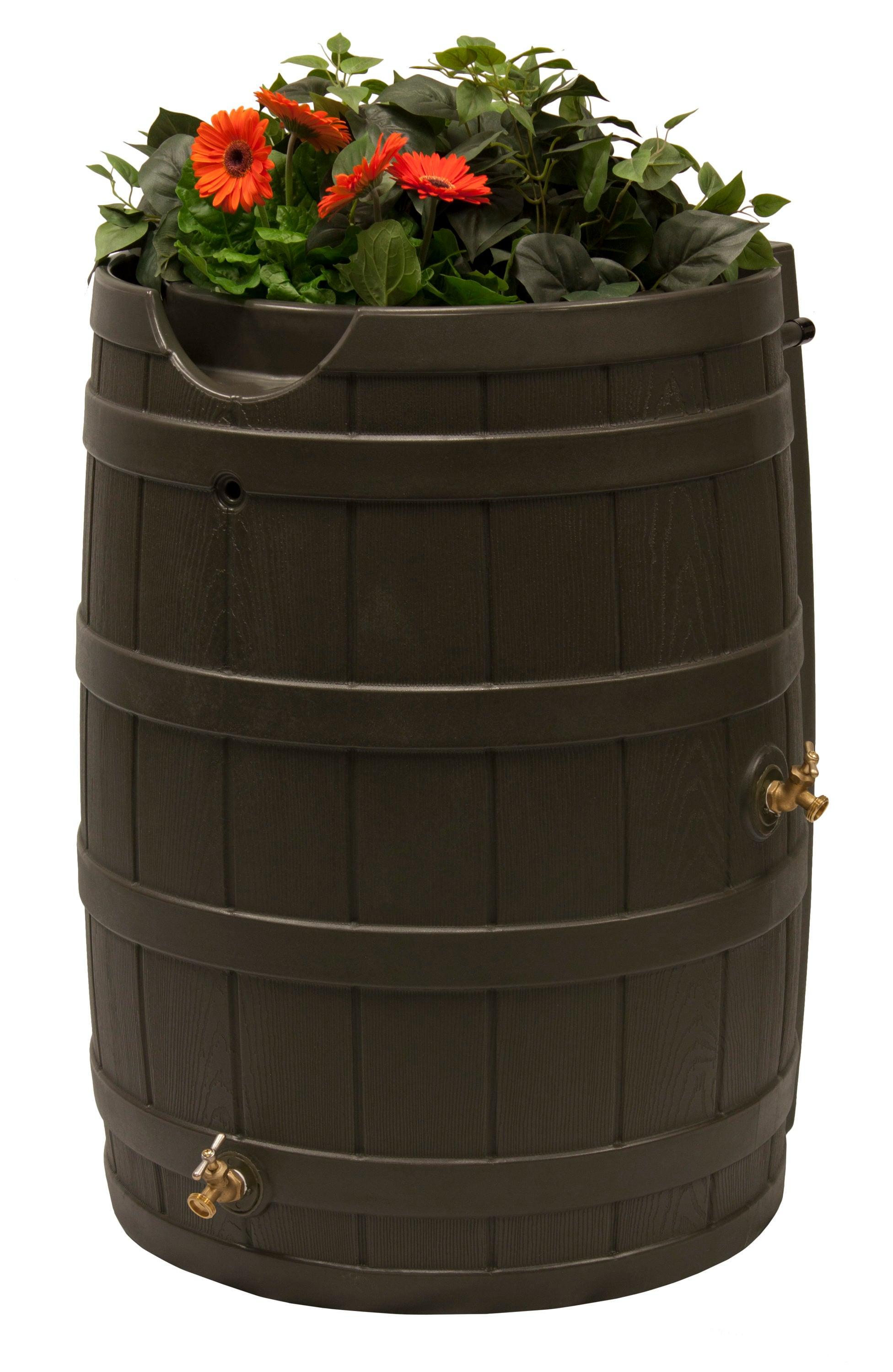 Good Ideas 65 Gallons Plastic Drainable Dual Overflow Planter Rain Barrel