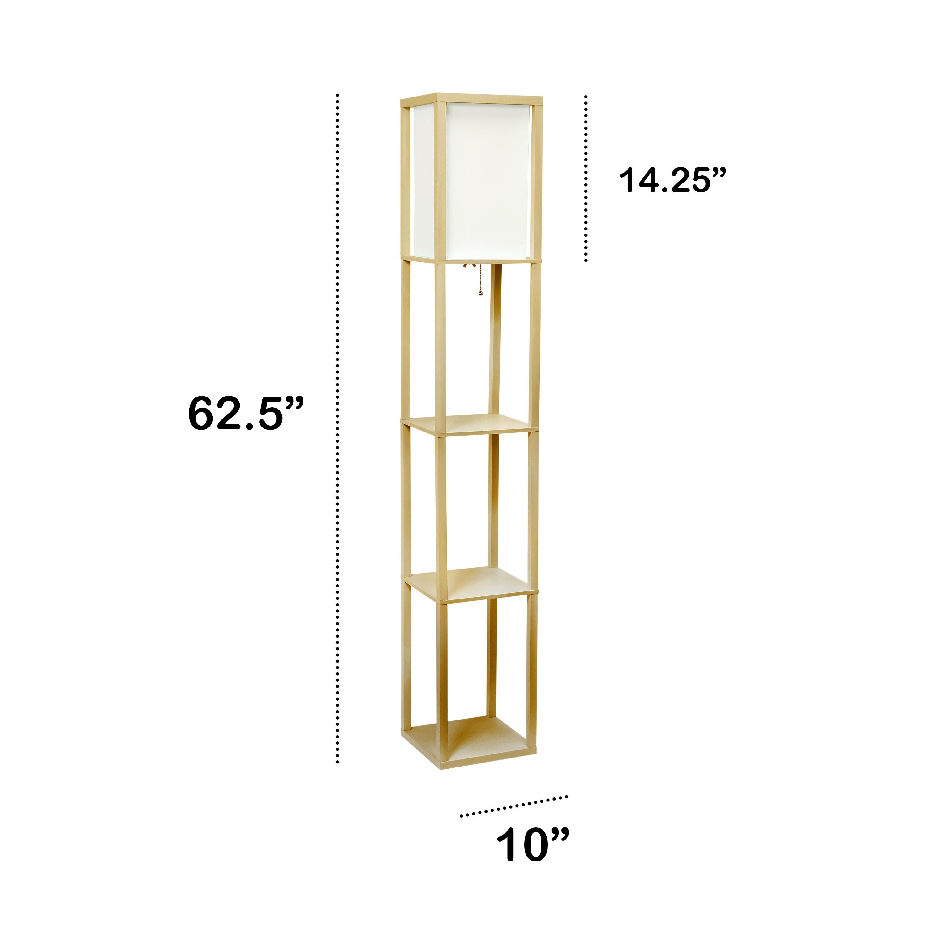 Lalia Home Column Shelf Floor Lamp with Linen Shade Tan : Modern ETL Listed MDF Storage Lighting