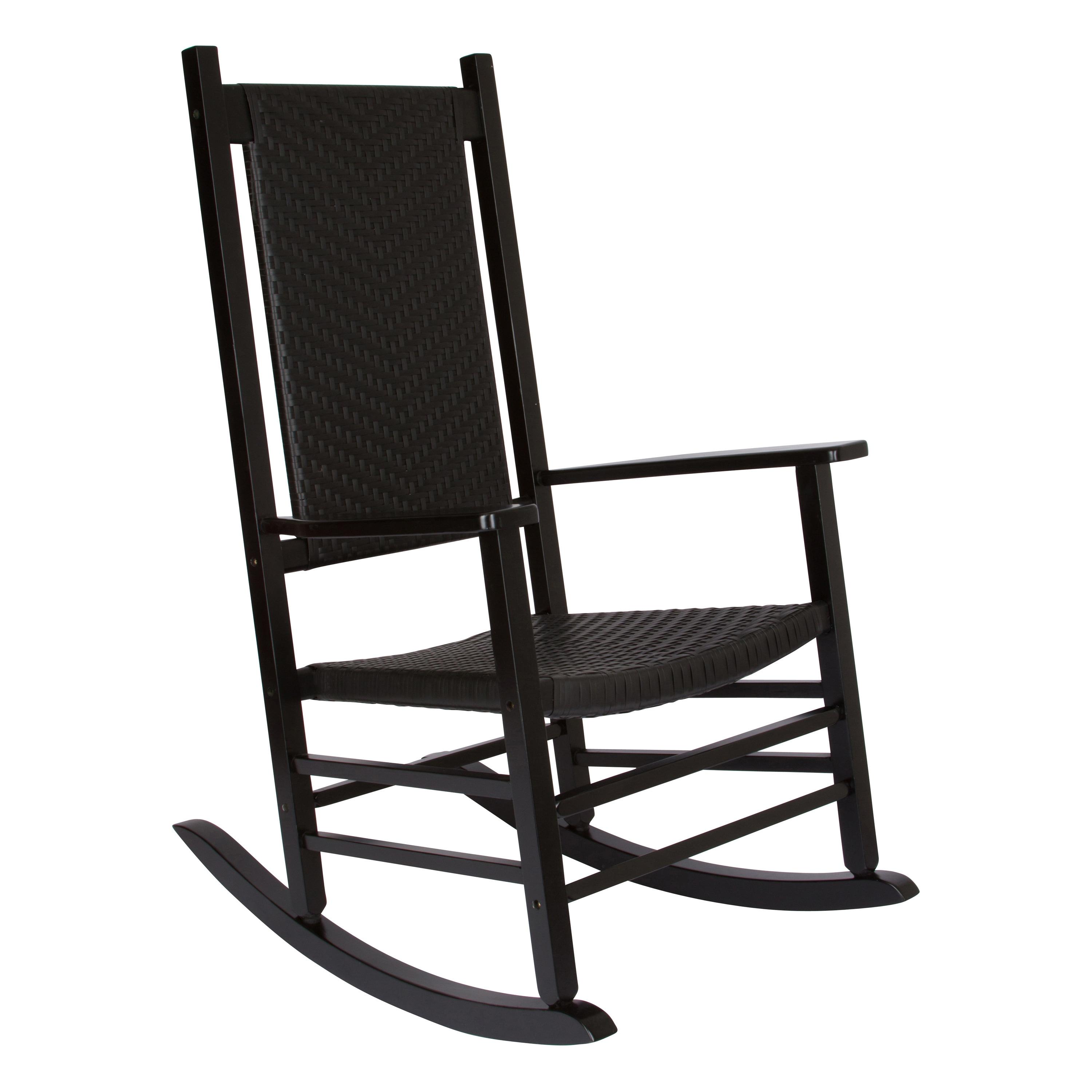 Shine Company Traditional Hardwood Patio Porch Rocker in Black