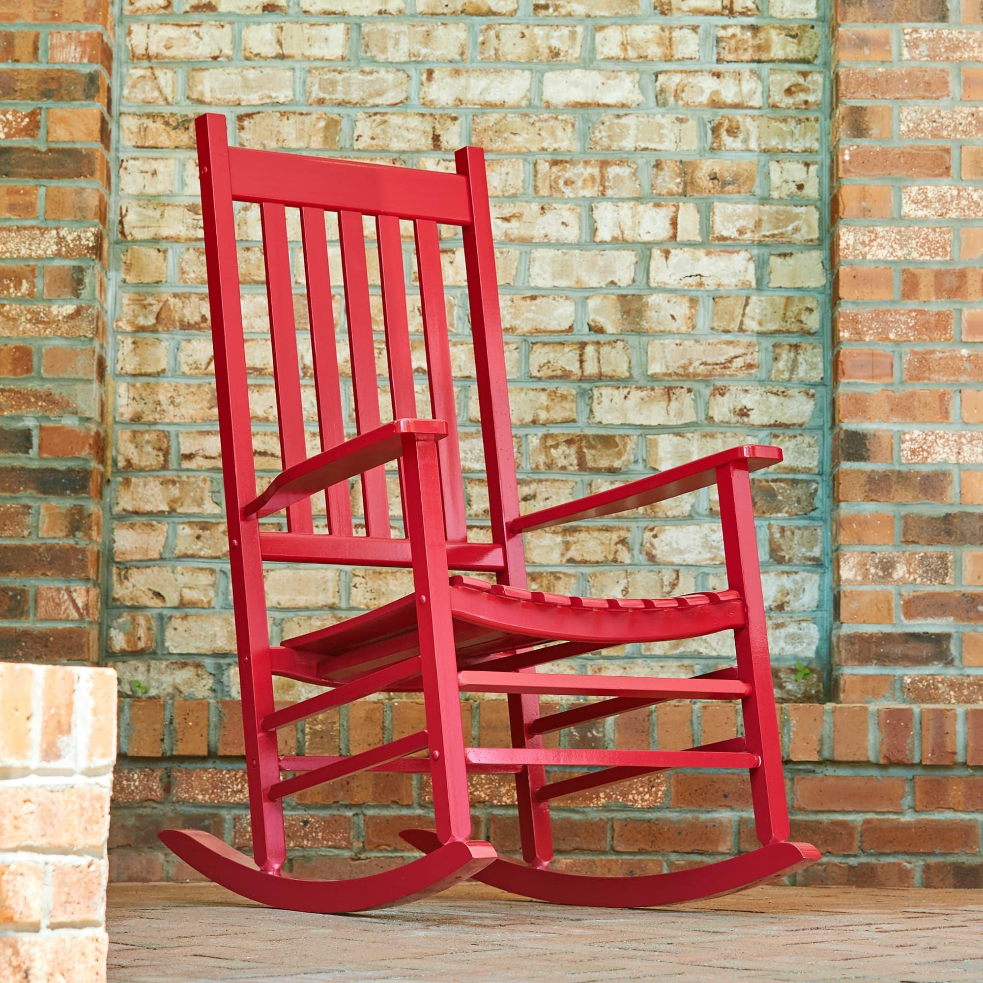 Shine Company Vermont Hardwood Outdoor Porch Patio Rocker Chair, Chili Pepper