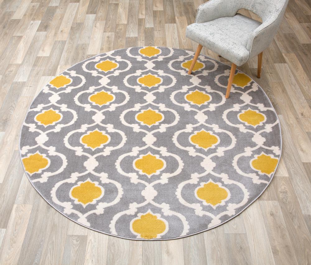 World Rug Gallery Moroccan Trellis Contemporary Indoor Area Rug - Yellow gray 6'6" x 9'